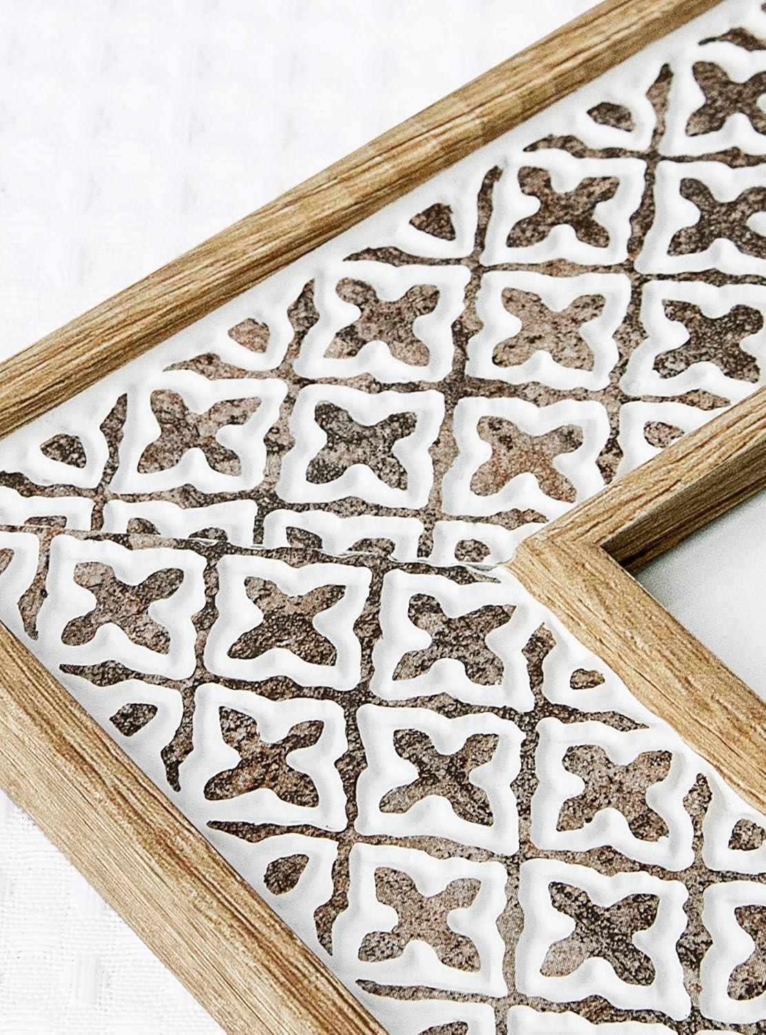 Afuly 5x7 Picture Frame Boho Picture Frames 3D Cross Pattern Distressed Moroccan Photo Frame Wall Desk Bohemia Home Office Decor Wedding Birthday Gifts for Mom Woman Grandma