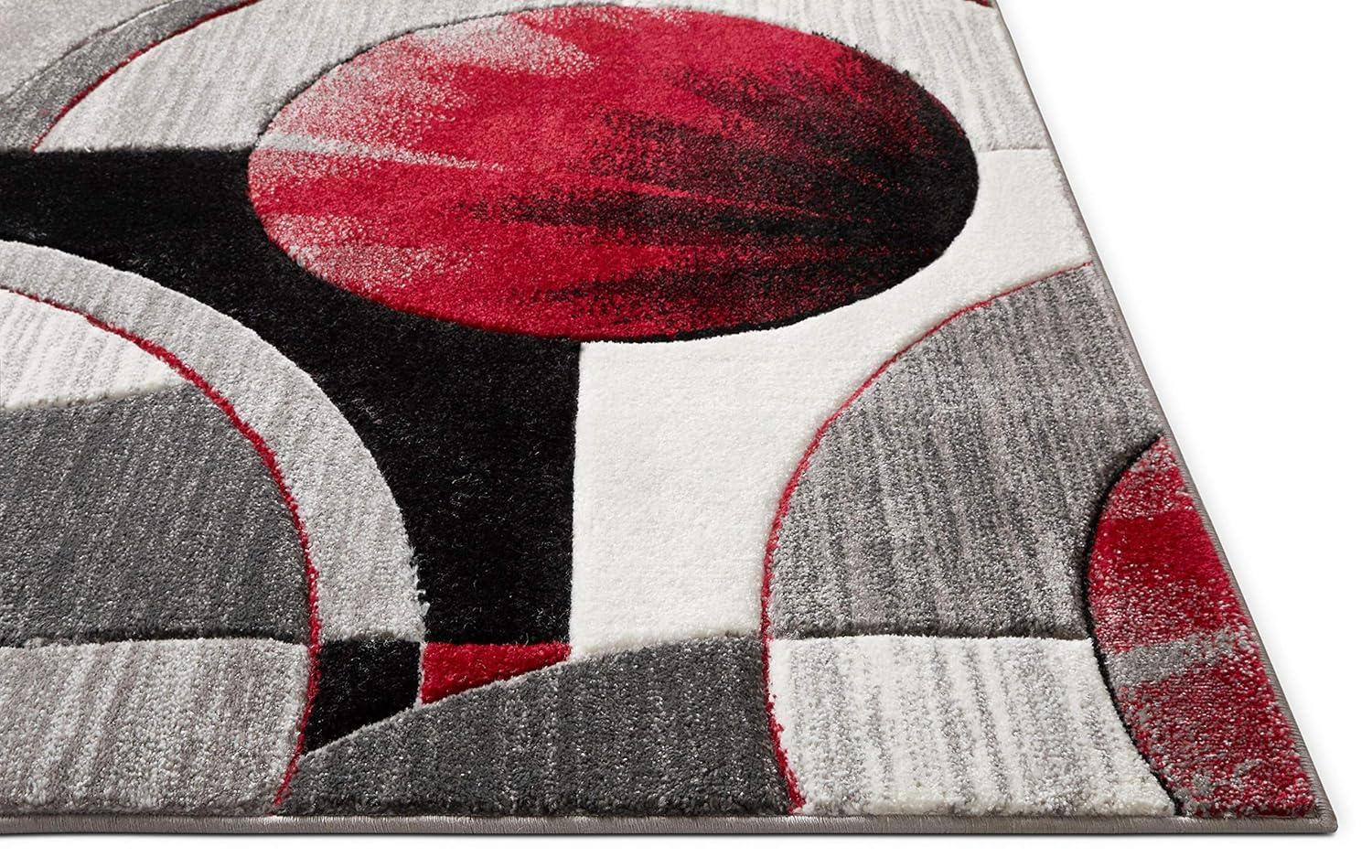 Well Woven Ruby Galaxy Waves Modern Geometric Grey & Red 2' x 7' Runner Rug