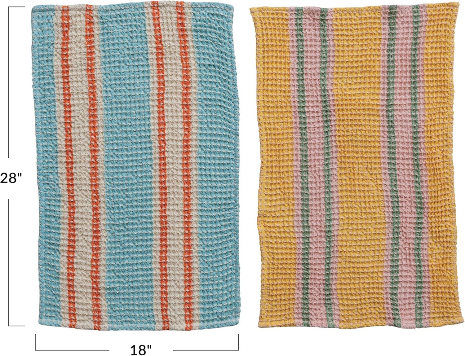 Creative Co-Op Cotton Waffle Weave Pot Holder With Leather Loop