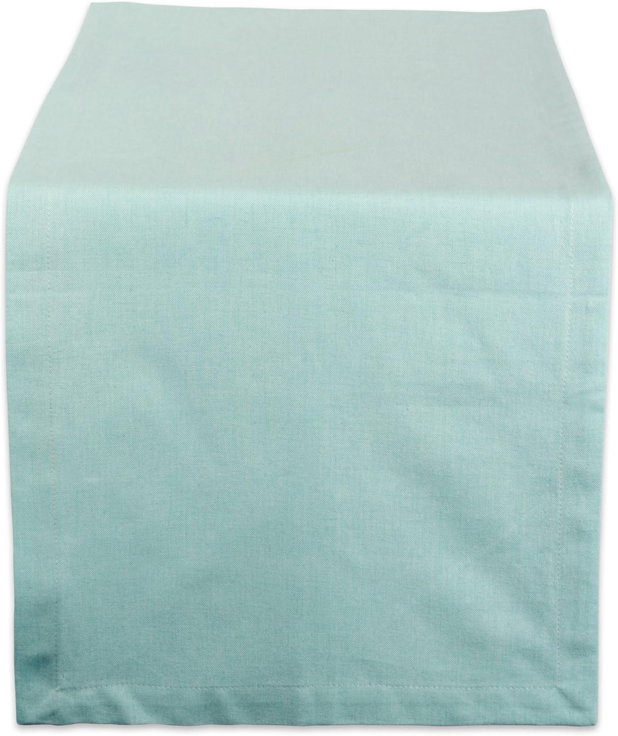 AQUA SOLID CHAMBRAY TABLE RUNNER 14x72