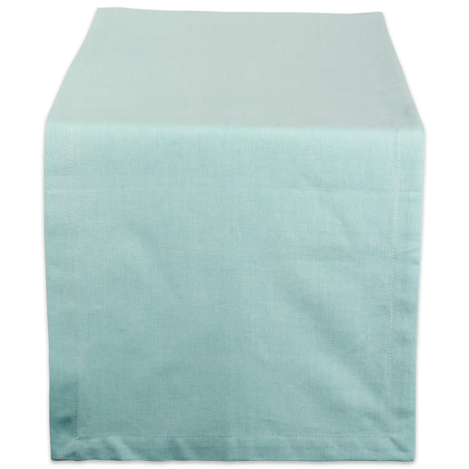 AQUA SOLID CHAMBRAY TABLE RUNNER 14x72