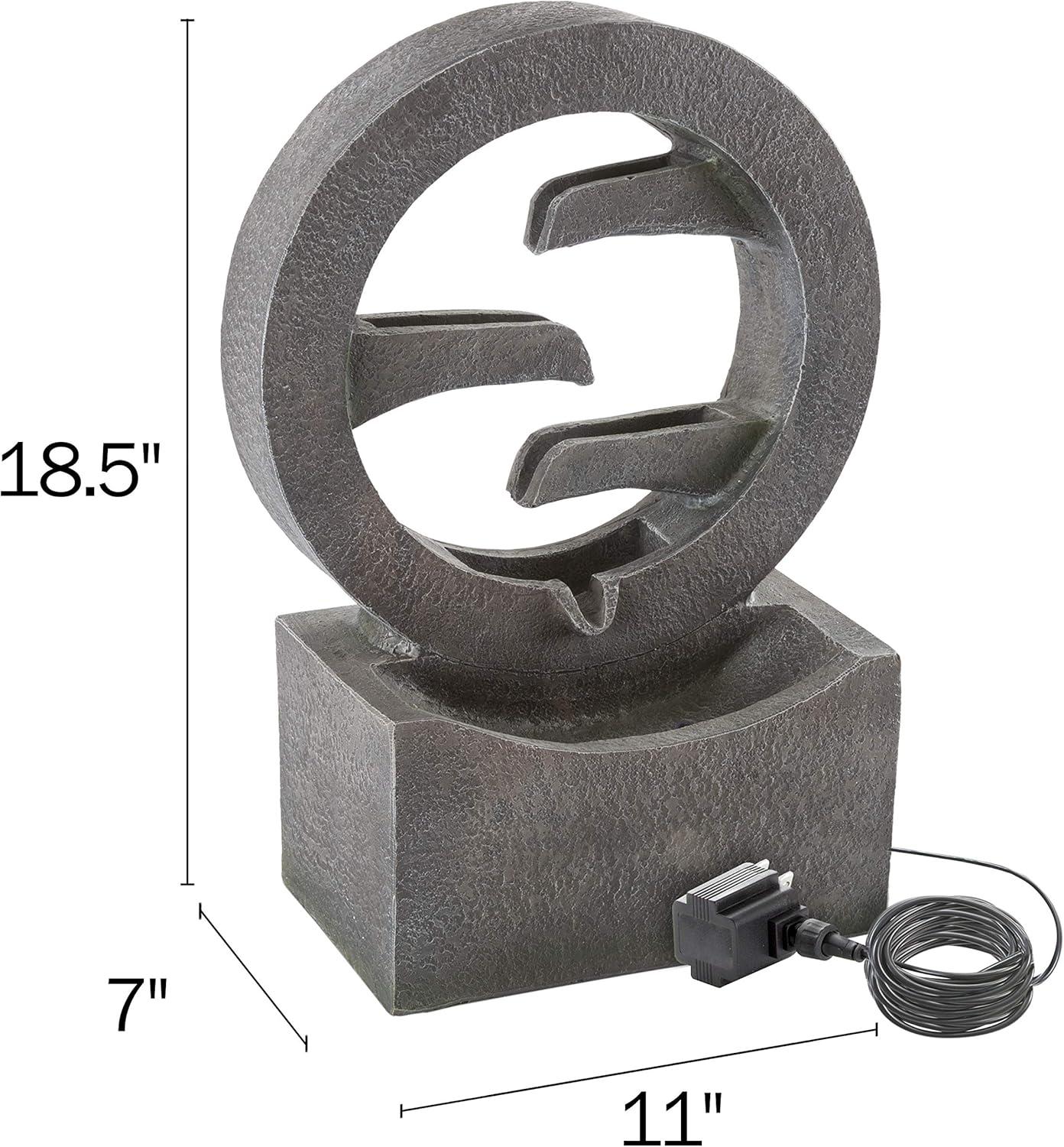 Pure Garden 50-LG1218 Round Cascade Fountain-4 Tier Polyresin Waterfall With LED Lights, Gray