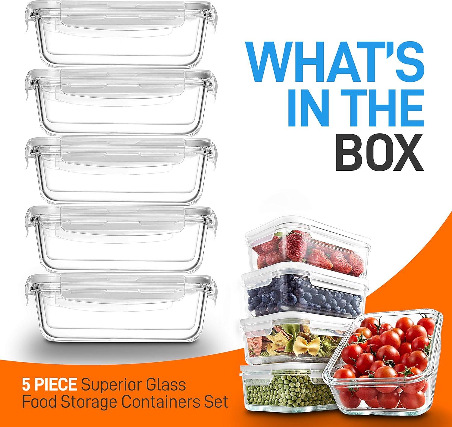 Clear Borosilicate Glass Meal Prep Containers with Flip Top Lids