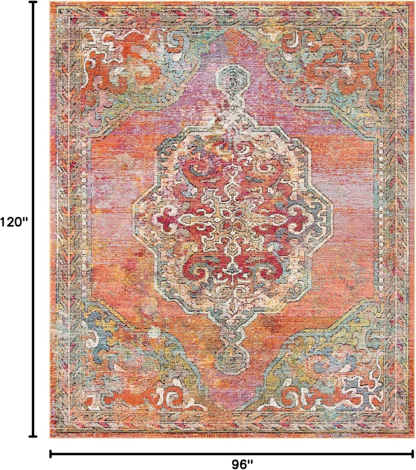 Crystal CRS502 Power Loomed Area Rug - Orange/Light Blue - 8'x10' - Safavieh.