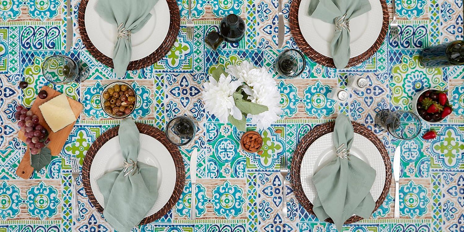 Design Imports 70361A 60 x 84 in. Spanish Tile Vinyl Tablecloth