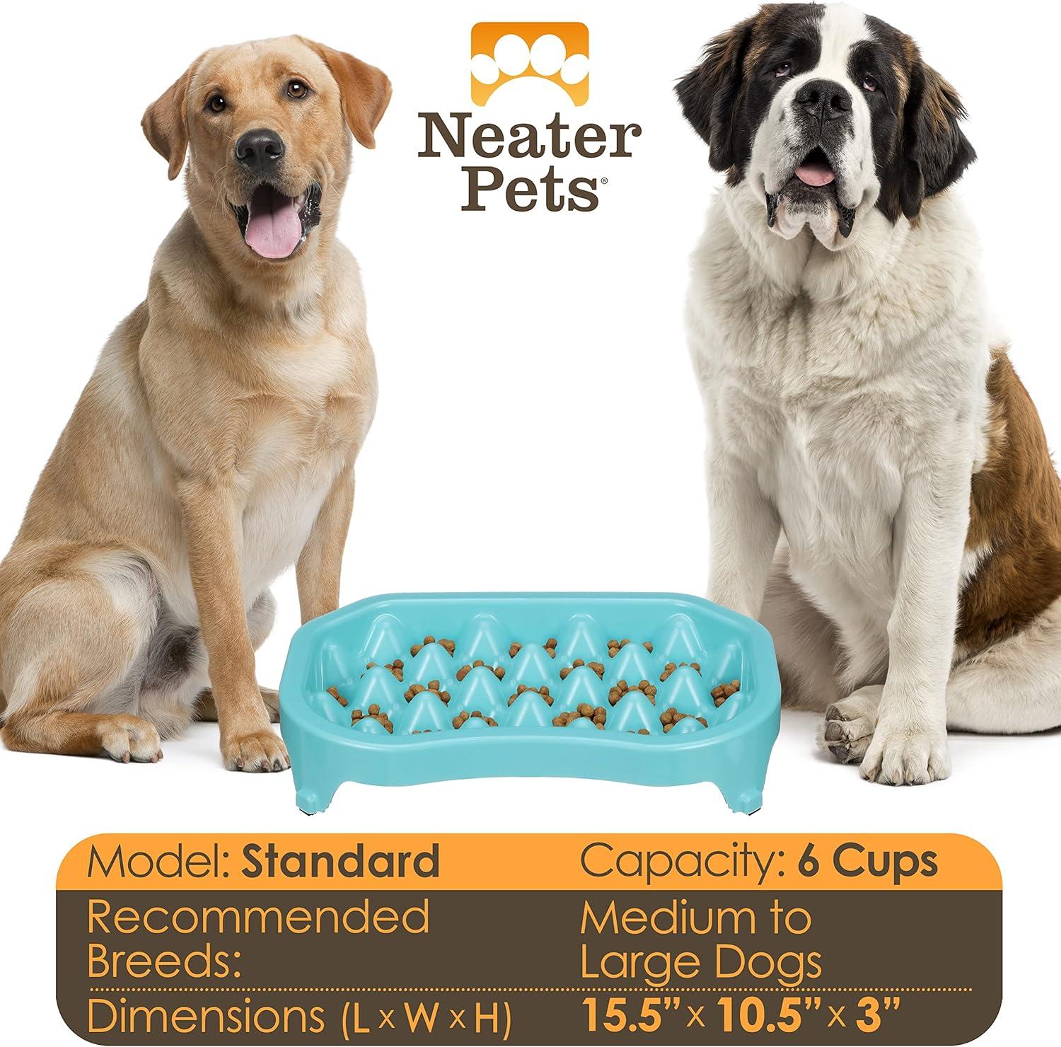 Neater Pet Brands Neater Slow Feeder to Improve Digestion, Stop Obesity, and Slow Down Eating, 6 Cups, Aquamarine