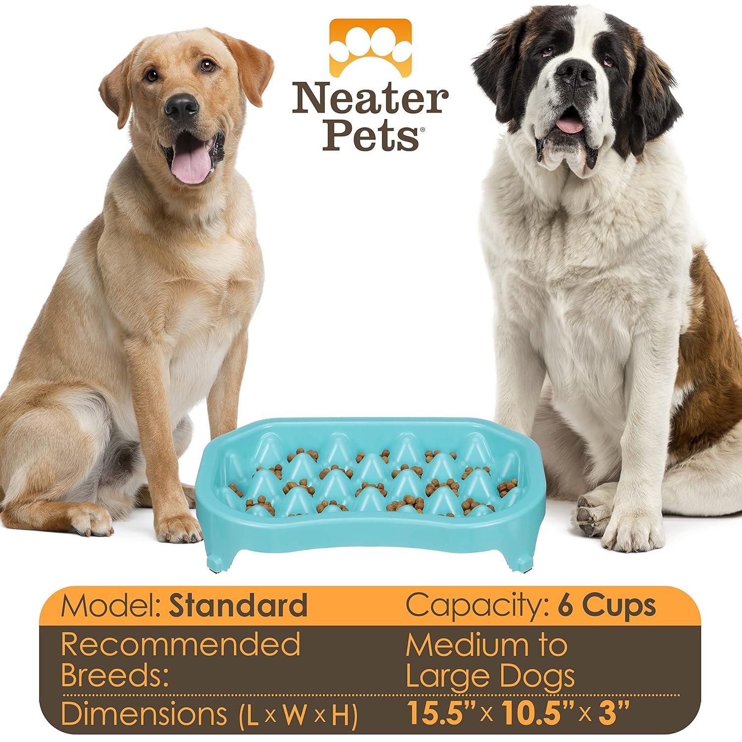 Neater Pet Brands Neater Slow Feeder to Improve Digestion, Stop Obesity, and Slow Down Eating, 6 Cups, Aquamarine