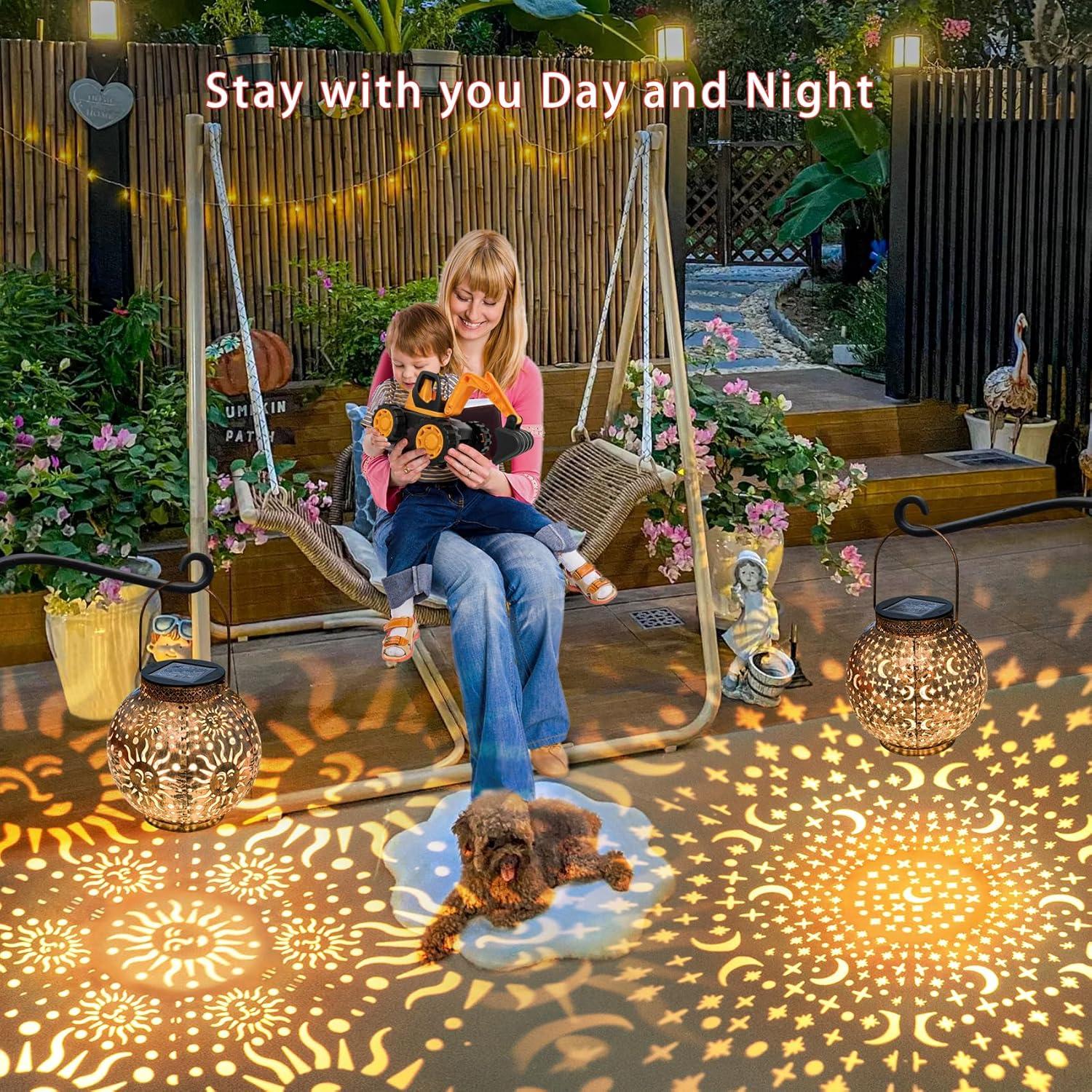 Solar Large Lantern Outdoor Hanging Lights Metal Decorative Garden Lights Waterproof Table Lamp for Patio, Courtyard, Party Decorations (1 Pack, Teal Blue)