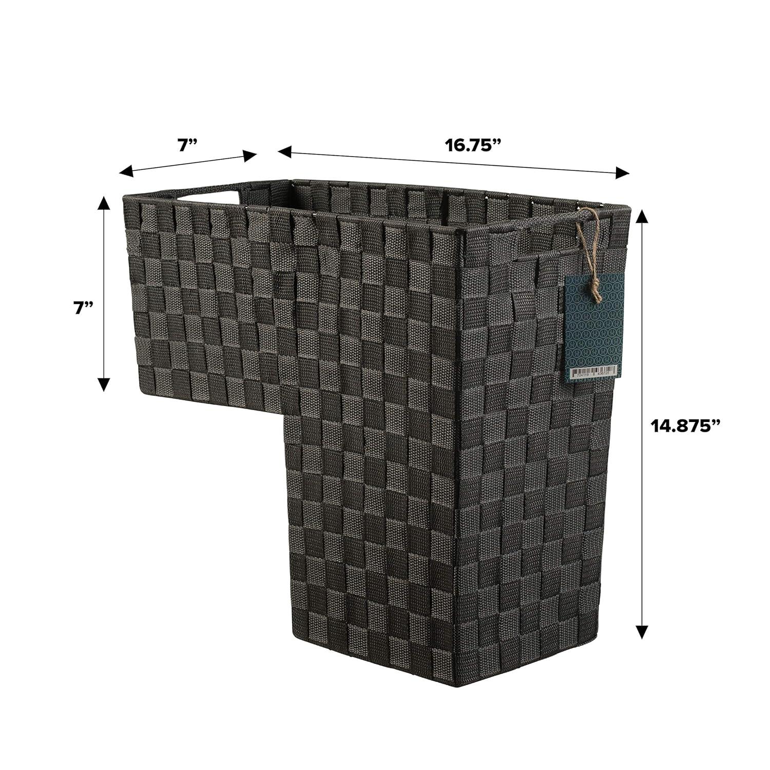 Stair Basket with Handles for carpet and wooden stairs Nylon-Woven (Dark Grey)