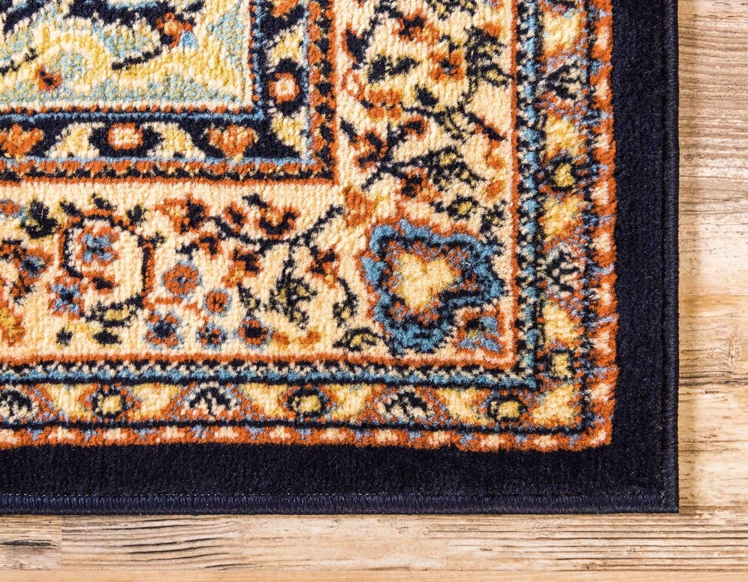 Unique Loom Reza Collection Area Rug - Washington (2' x 3' 1" Rectangle Navy Blue/Cream)