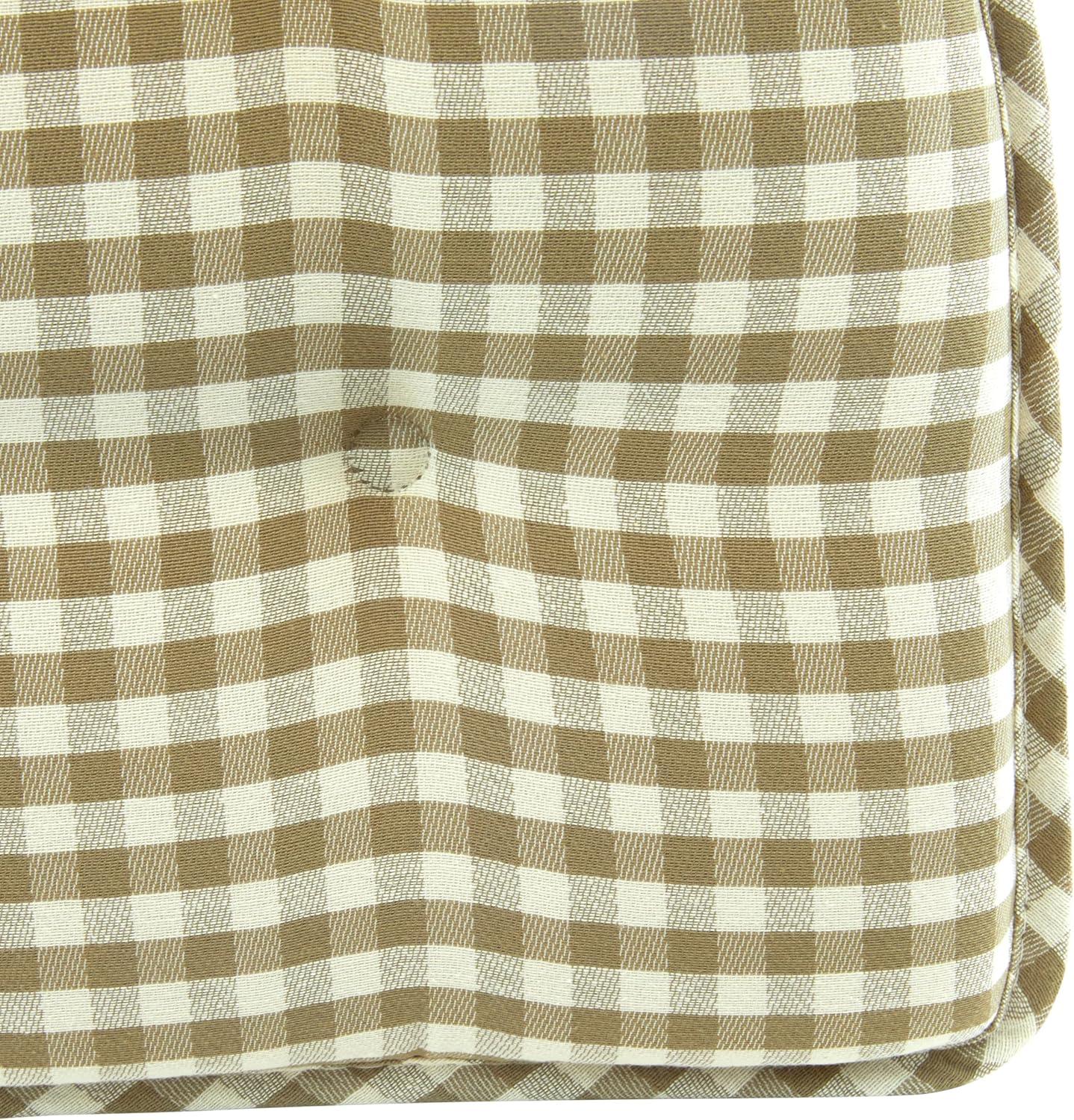 Non-Slip Tufted Chair Cushions for Dining Room, Kitchen and Office Use, U-Shaped Skid-Proof Seat Pad, 15x16 Inches, 4 Pack, Gingham Natural