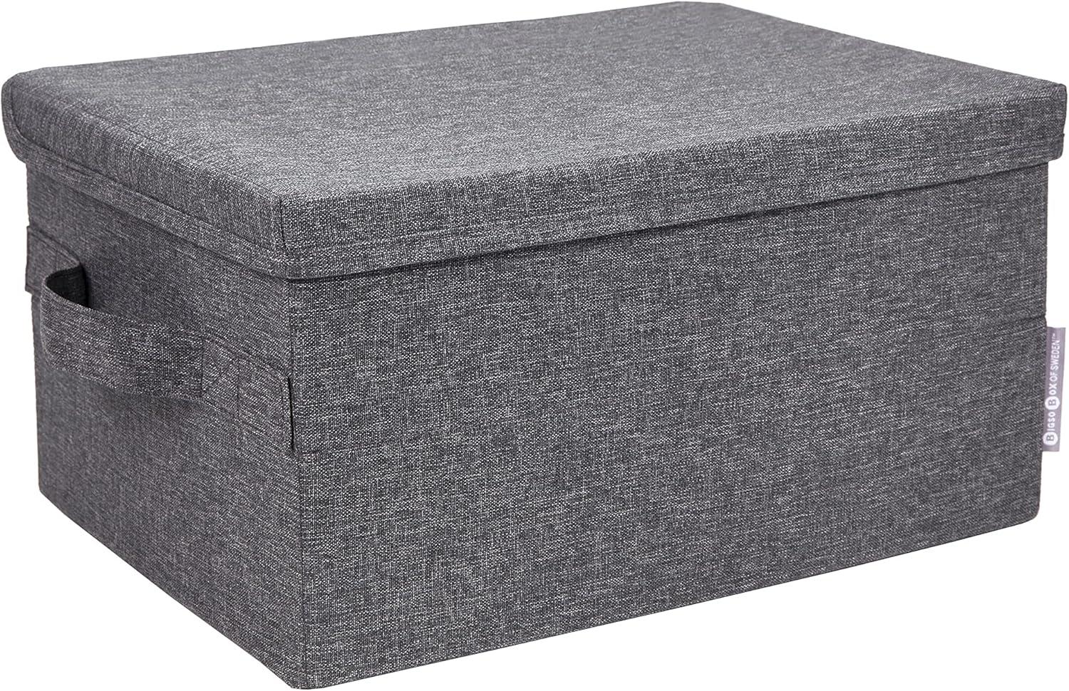 Small Gray Foldable Polyester Storage Box with Lid