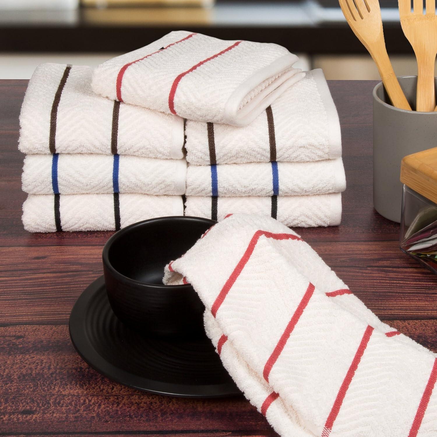 8-Piece Chevron Weave Cotton Kitchen Towel Set in Multicolor