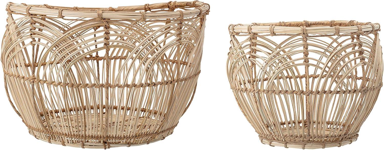 Sprinkle & Bloom Beige Rattan Decorative Basket - Set of 2