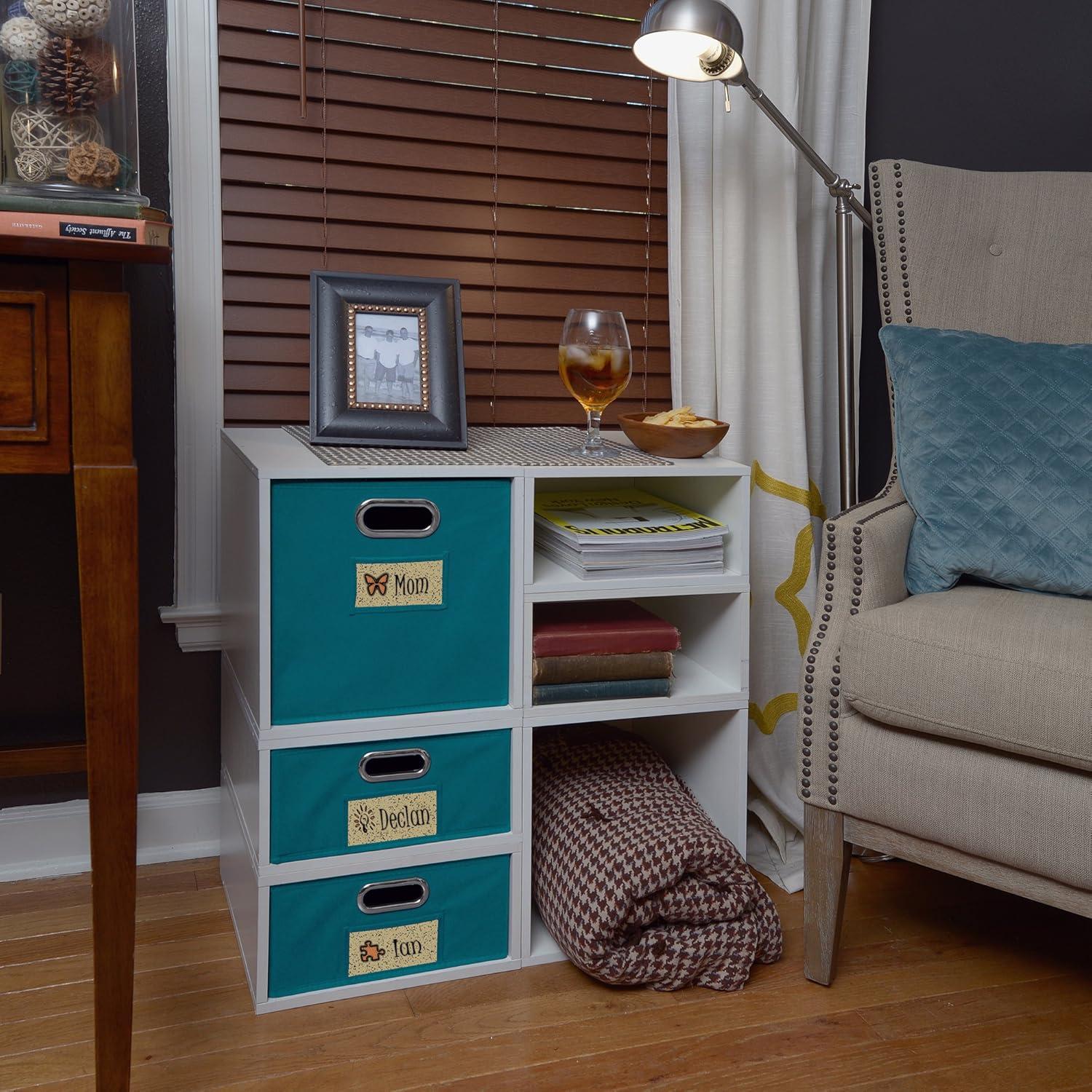 Cubo Storage Set with 6 Cubes, White Wood Grain