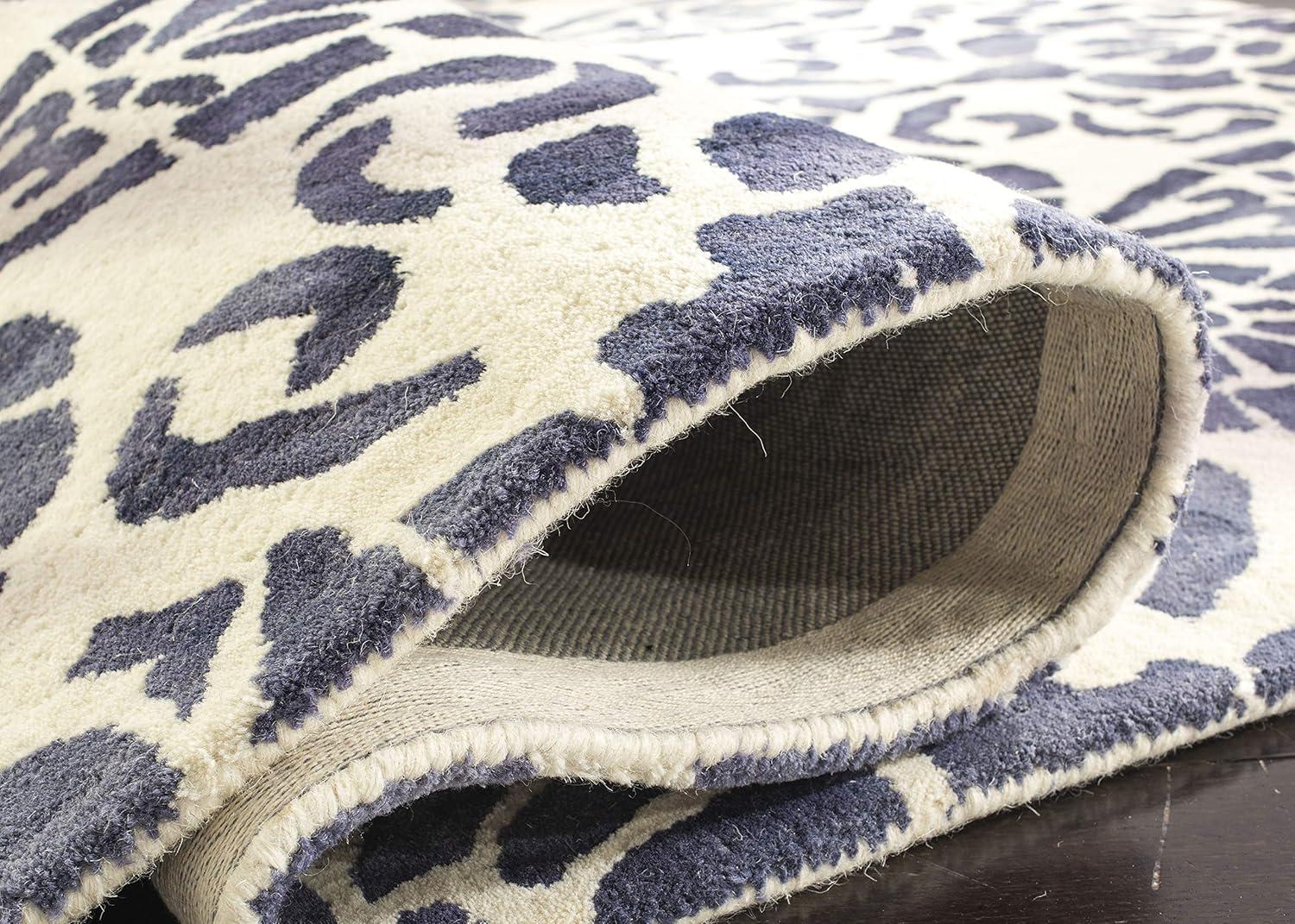 SAFAVIEH Dip Dye Collection 2' x 3' Ivory / Navy DDY719P Handmade Premium Wool Accent Rug
