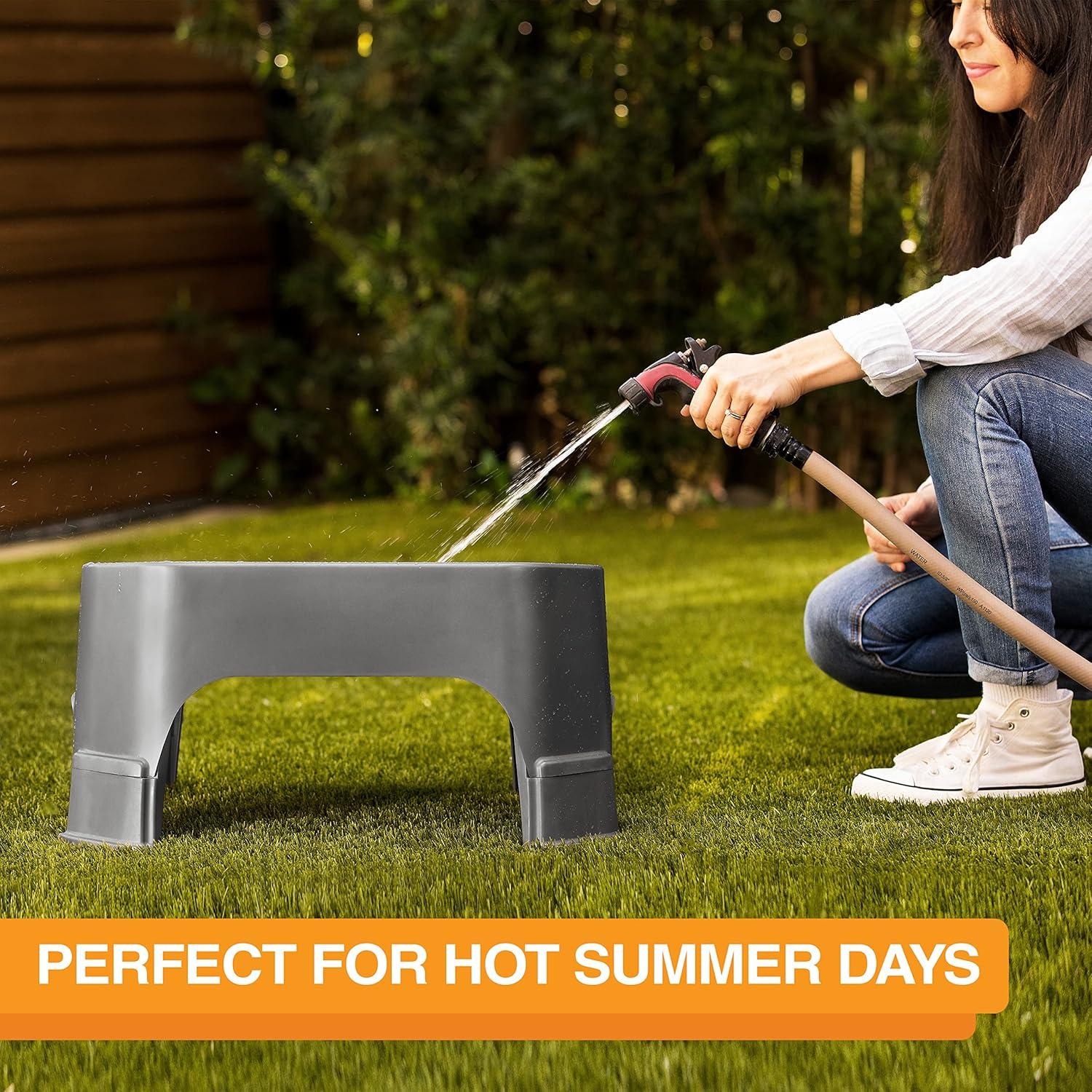 Neater Pets Big Bowl with Leg Extensions for Dogs - Raised for Feeding Comfort - Extra Large Plastic Trough Style Food or Water Bowl for Use Indoors or Outdoors, Gunmetal, 1.25 Gallon (160 Oz.)