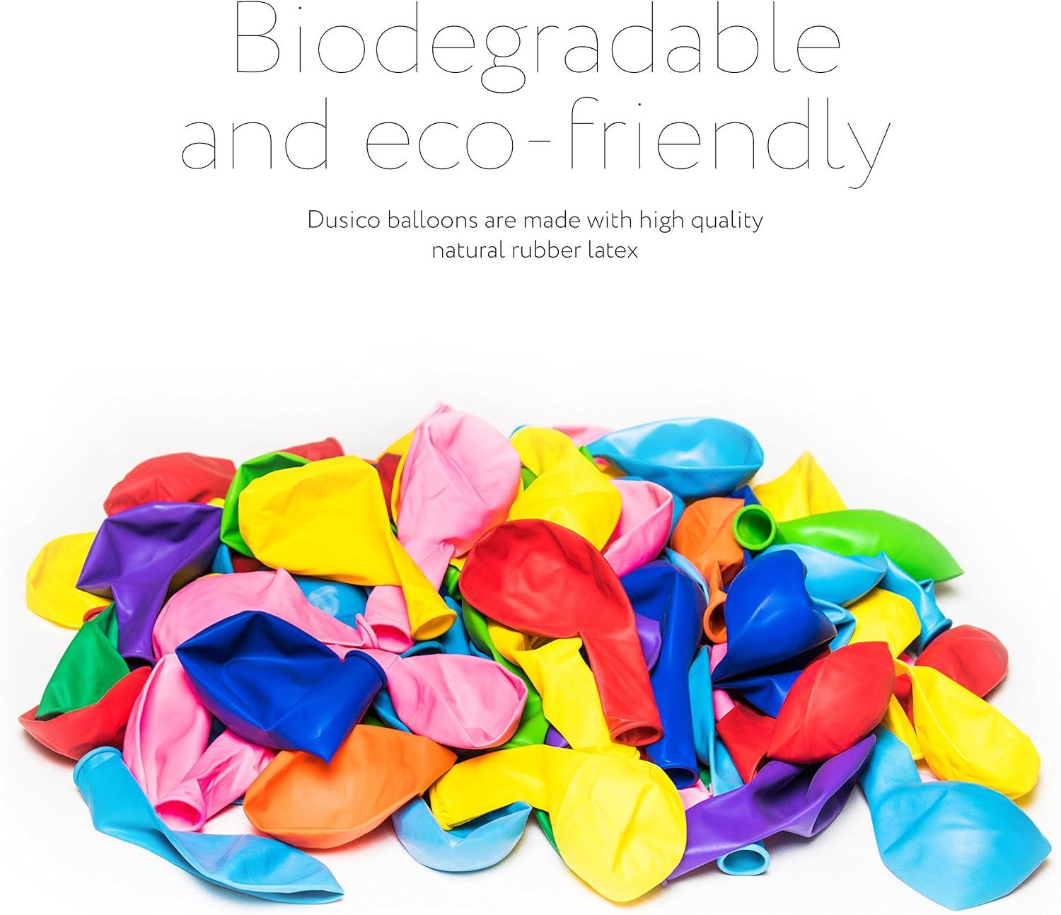 Dusico® Balloons Rainbow Set (100 Pack) 12 Inches, Assorted Bright Colors, Made With Strong Multicolored Latex, For Helium Or Air Use. Kids Birthday Party Decoration AccessoryS301