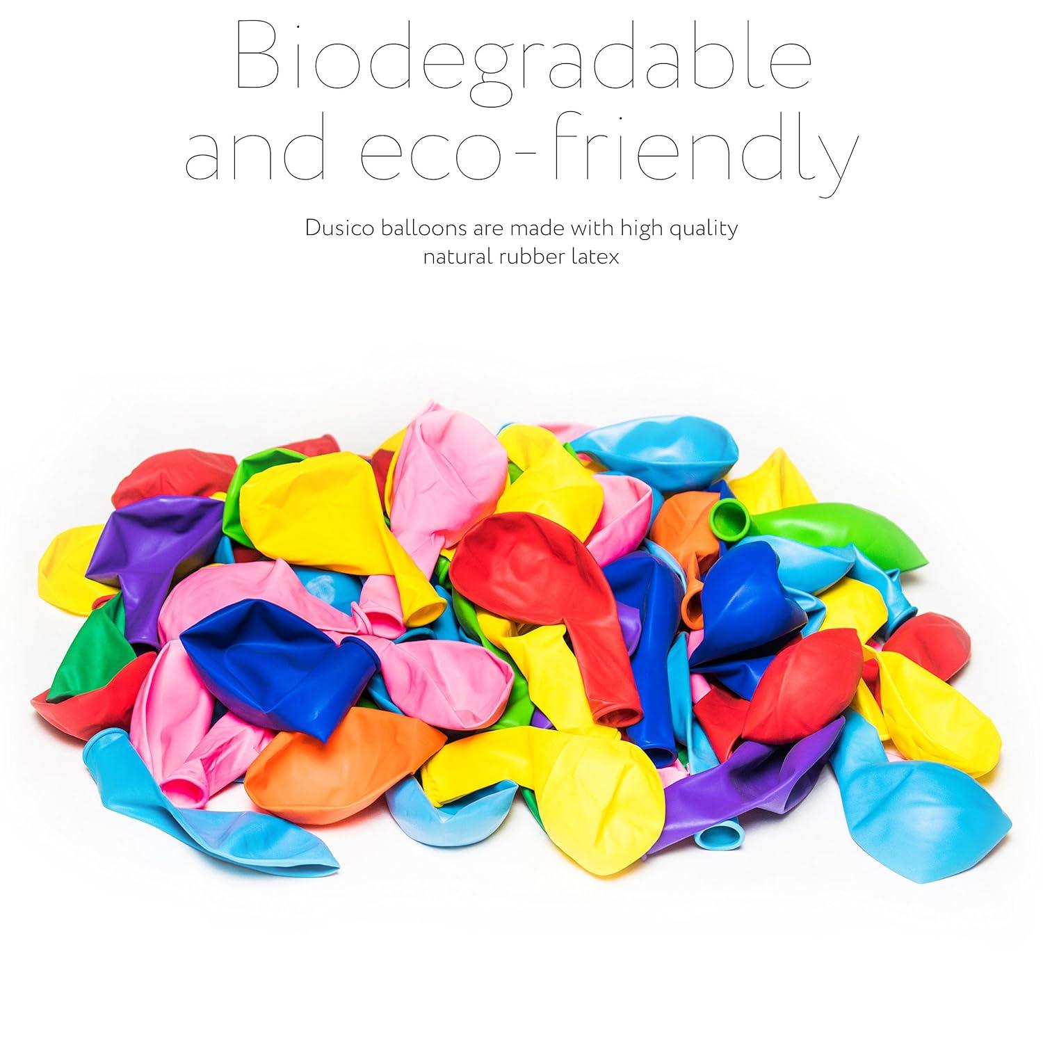 Dusico® Balloons Rainbow Set (100 Pack) 12 Inches, Assorted Bright Colors, Made With Strong Multicolored Latex, For Helium Or Air Use. Kids Birthday Party Decoration AccessoryS301