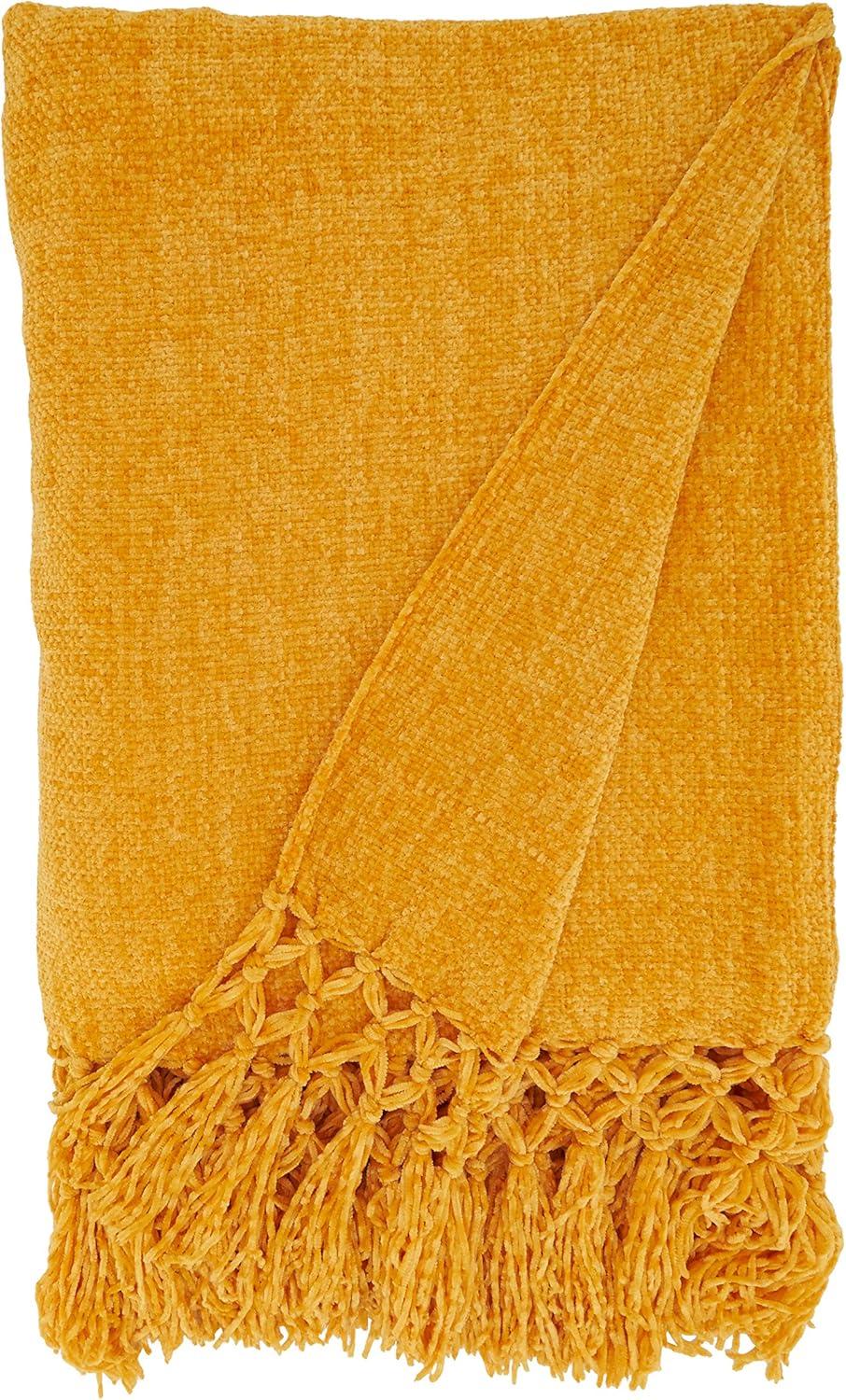 Saro TH405.MU5060B 50 x 60 in. Knotted Chenille Oblong Throw Blanket, Multi Color