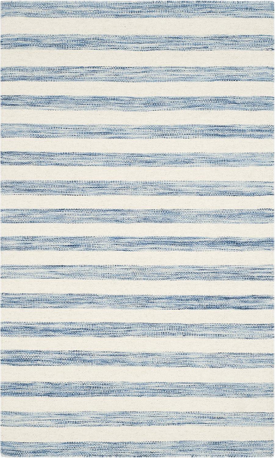 SAFAVIEH Dhurries Joetta Geometric Area Rug, Blue/Ivory, 3' x 5'