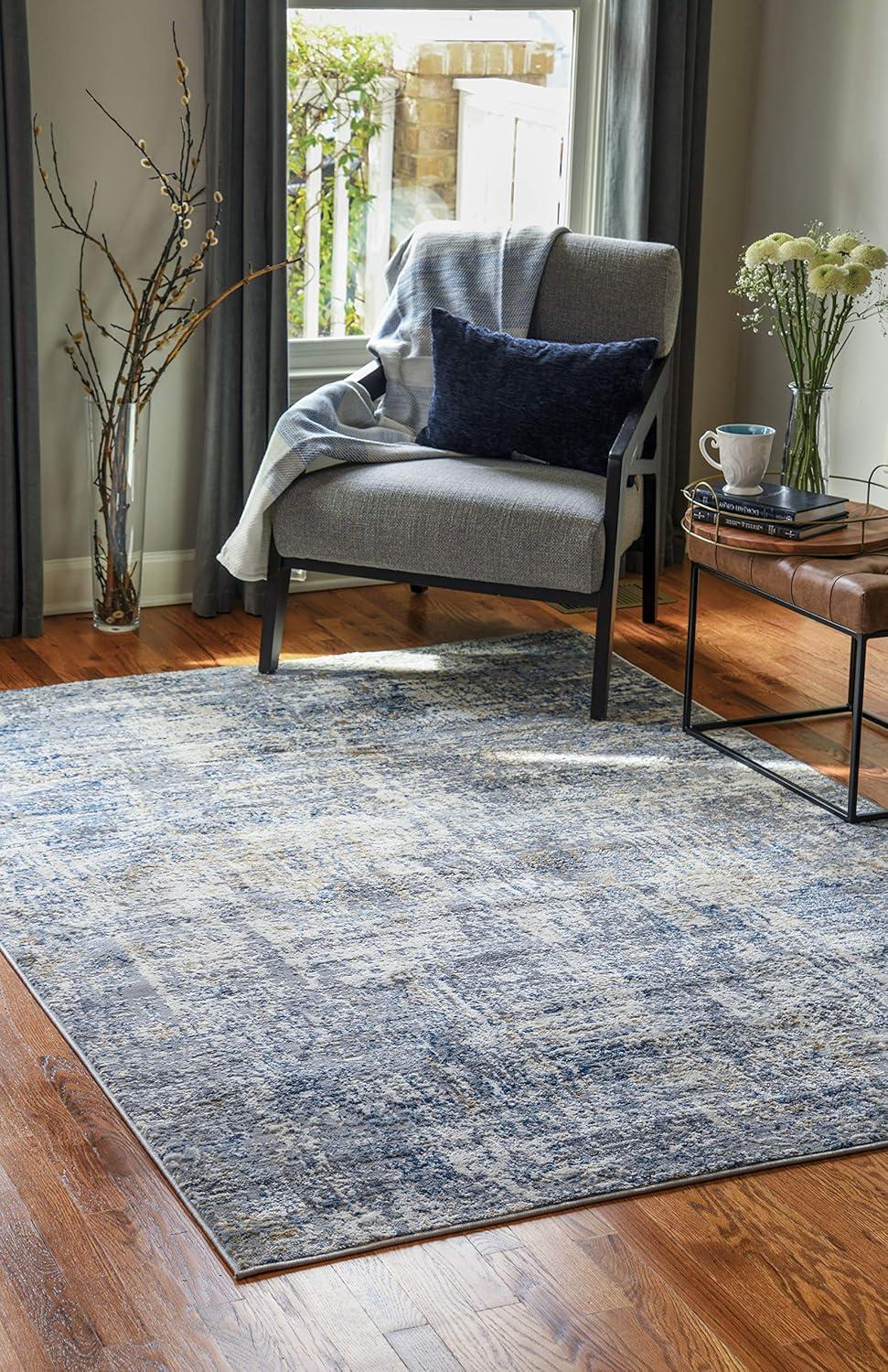 United Weavers Austin Area Rug 4540 20160 Elegance Blue Vintage Scratched 5' 3" x 7' 2" Rectangle
