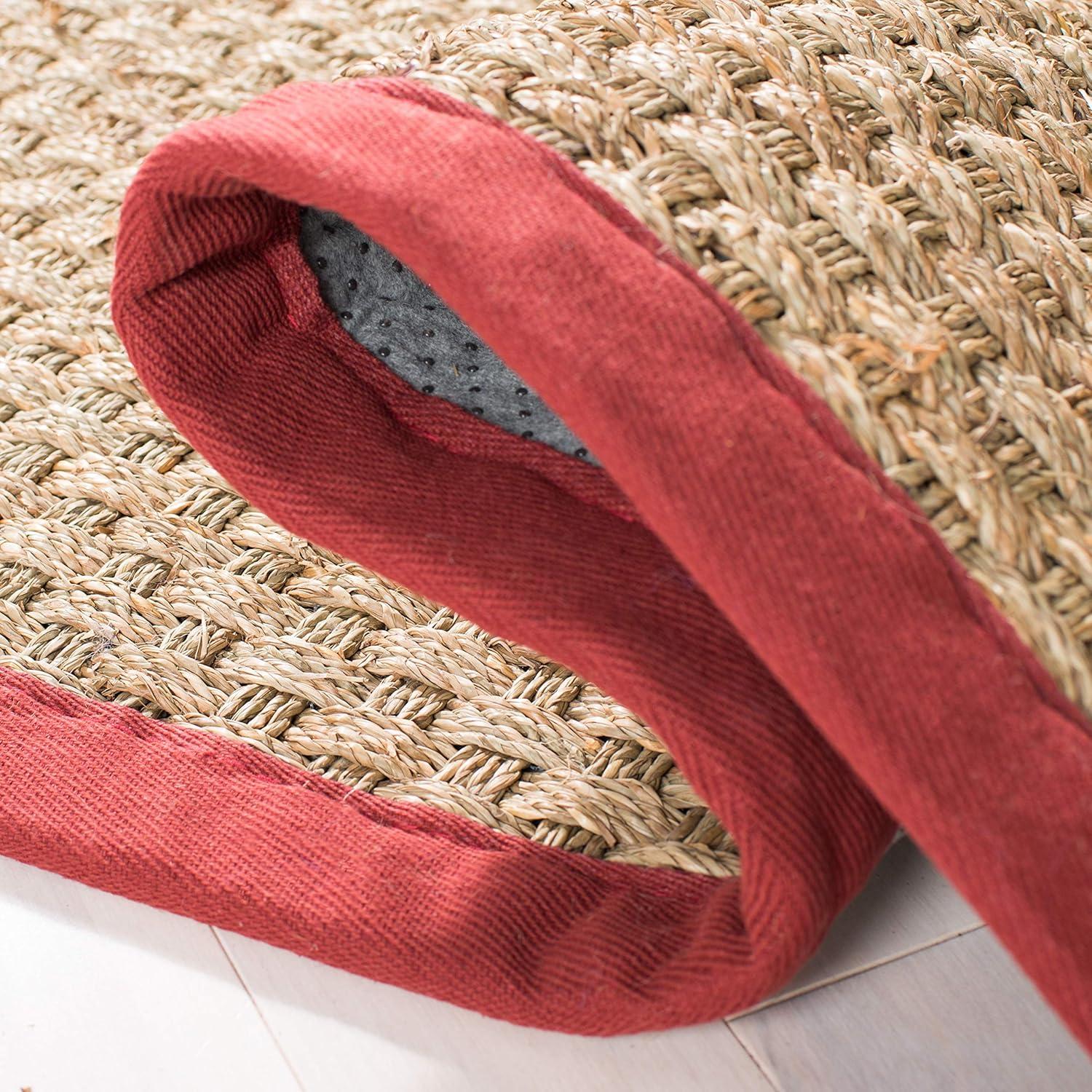 Natural Fiber NF114 Power Loomed Indoor Area Rug - Natural/Burgundy Red - 4'x6' - Safavieh