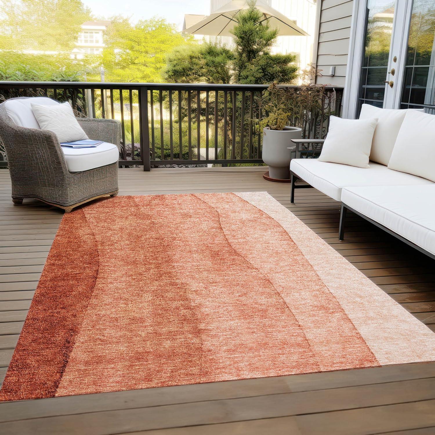 Paprika Gradient Flat Woven Synthetic Indoor/Outdoor Rug 5' x 7'