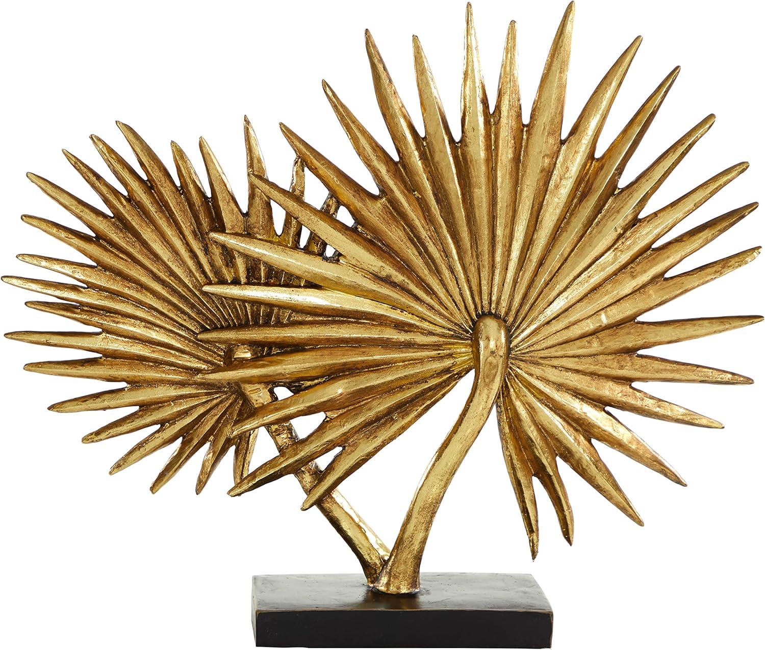Deco 79 Polystone Leaf Palm Sculpture, 19" x 4" x 16", Gold