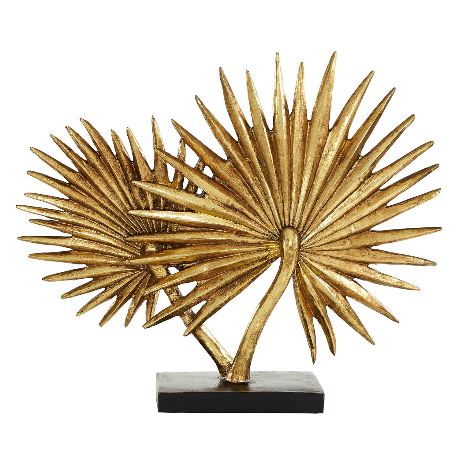 Deco 79 Polystone Leaf Palm Sculpture, 19" x 4" x 16", Gold
