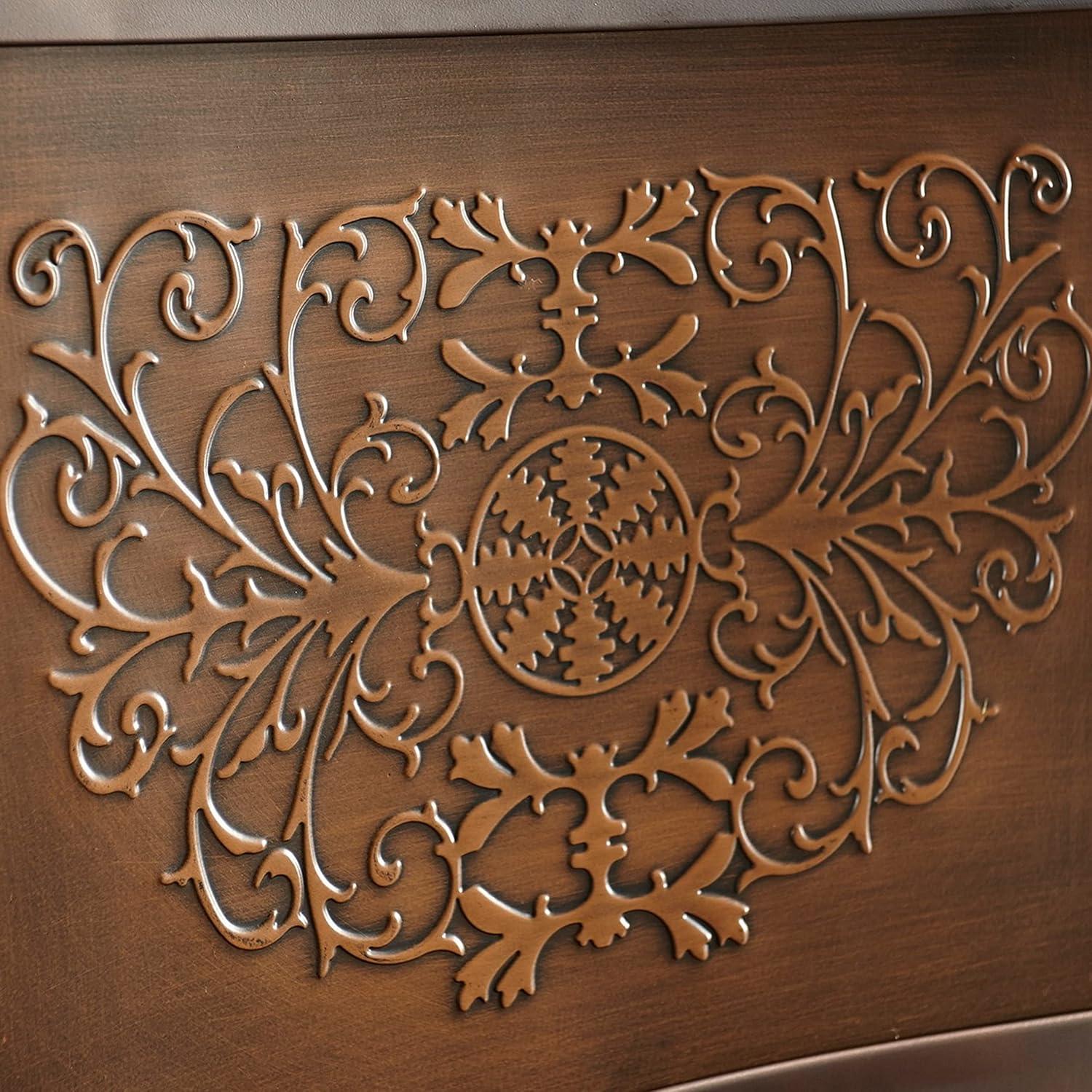 Powell Beatrix Big & Tall 30" High Back Indoor Copper Stamped Round Metal Bar Stool wth Swivel, Bronze/Warm Rust Faux Leather