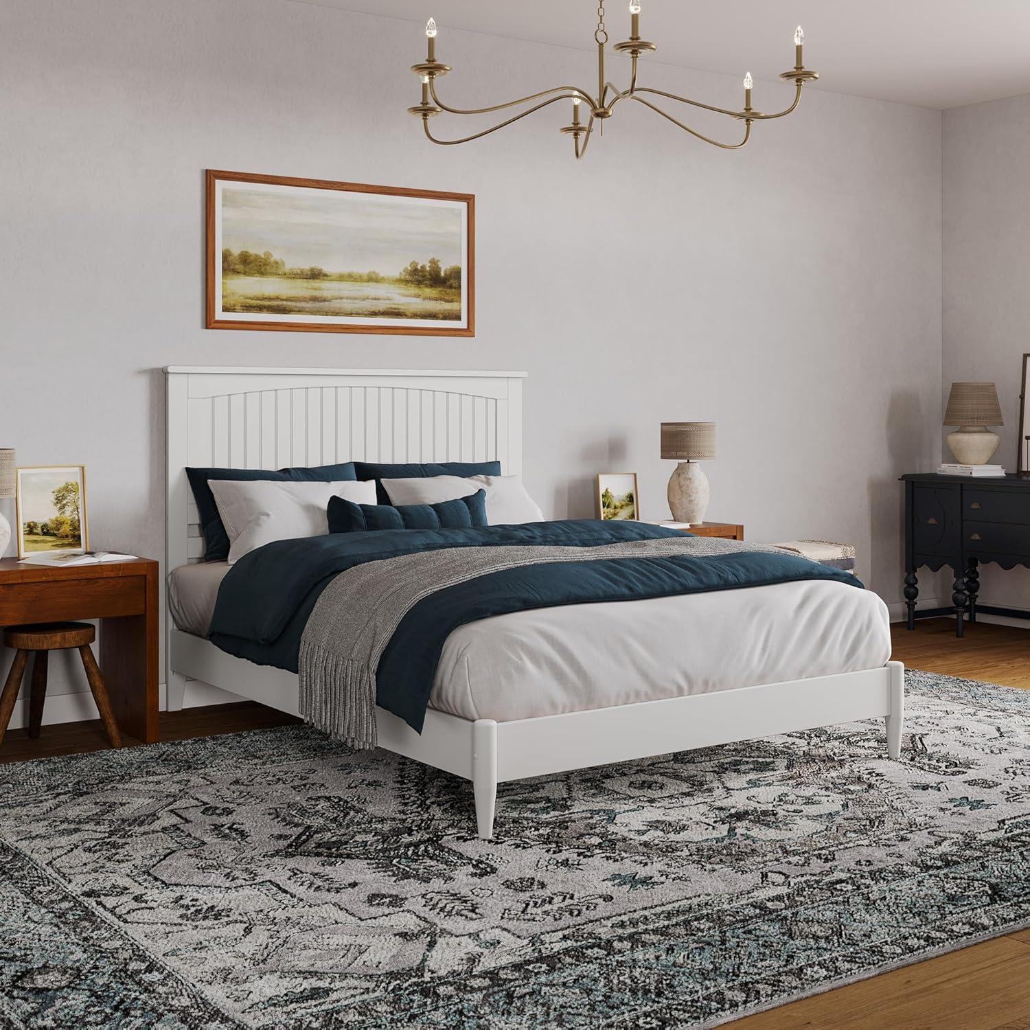 AFI Naples Queen Solid Wood Low Profile Platform Bed, White