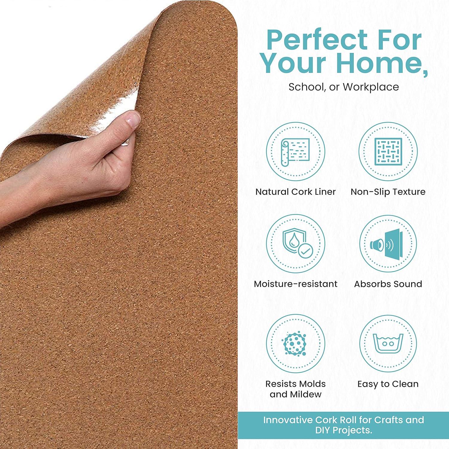 Brown Self-Adhesive Natural Cork Rolls Pack of 6