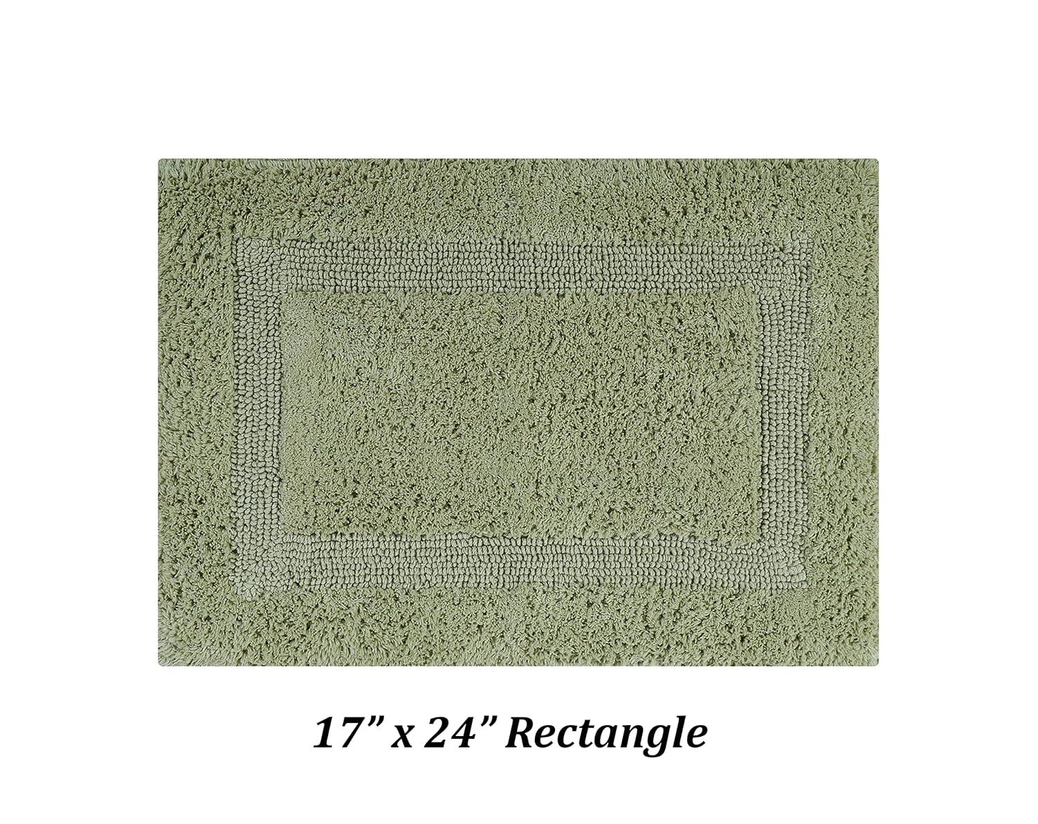 Better Trends Lux 100% Cotton Tufted Solid Reversible Bath Rug Set 2 PC (17" x 24" | 20" x 20") - Sage