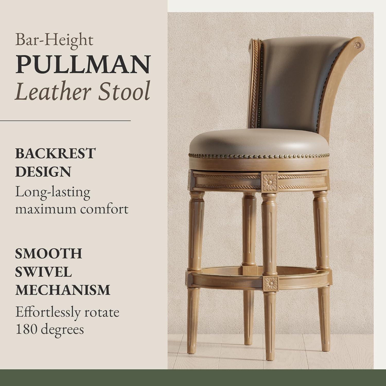 Maven Lane Pullman Bar Stool with Vegan Leather Upholstery