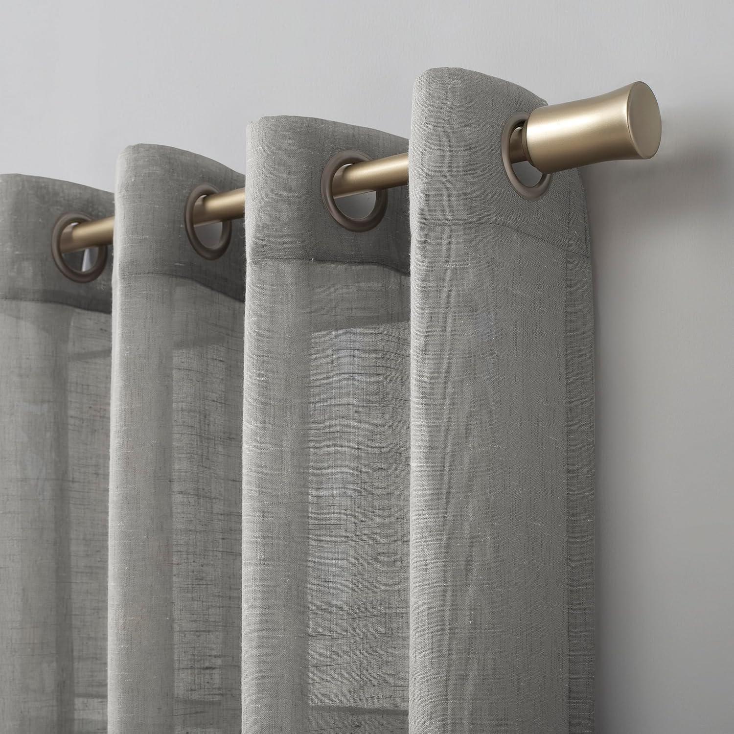 63"x52" Slub Textured Linen Blend Grommet Top Curtain Gray - Archaeo: Light Filtering Panel, Modern Indoor Decor