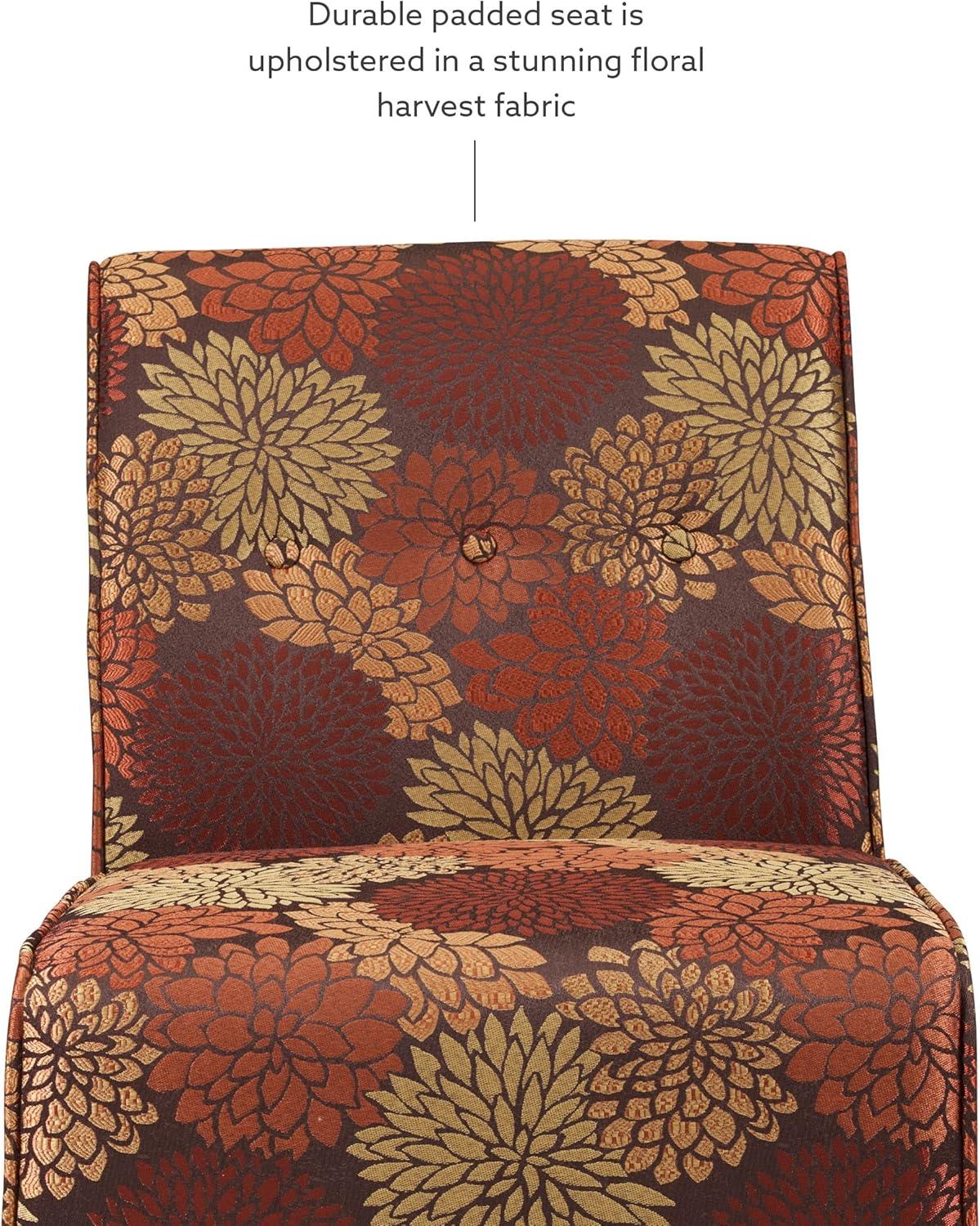 Harvest Floral Wood Slipper Accent Chair