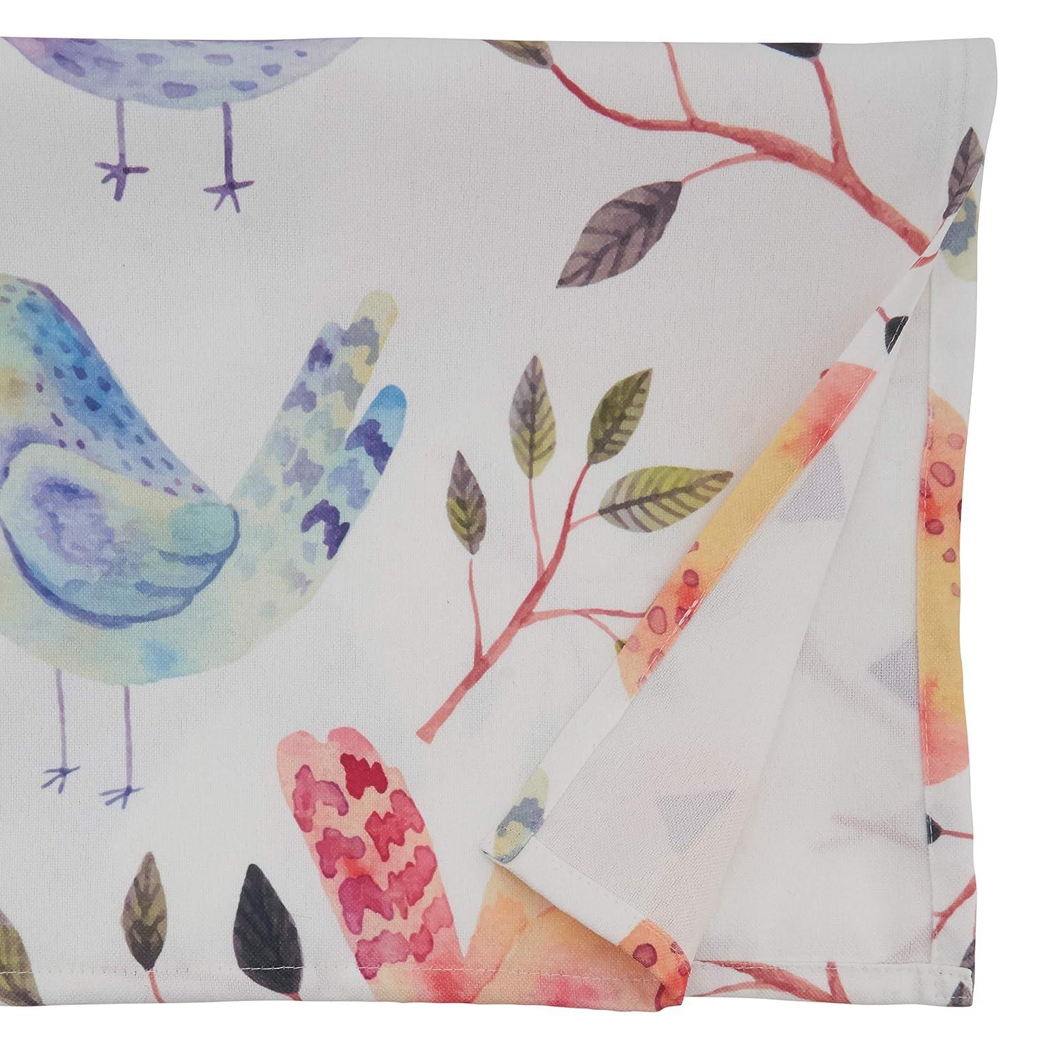 55" Polyester Flock of Birds Table Topper - Saro Lifestyle: Square Animal Print Tablecloth, Machine Washable