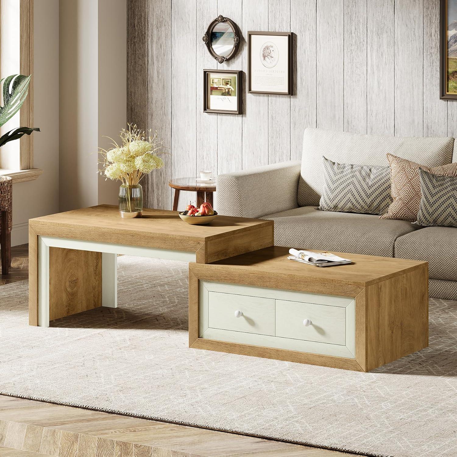 Tribesigns Extendable Coffee Table with 2 Drawers