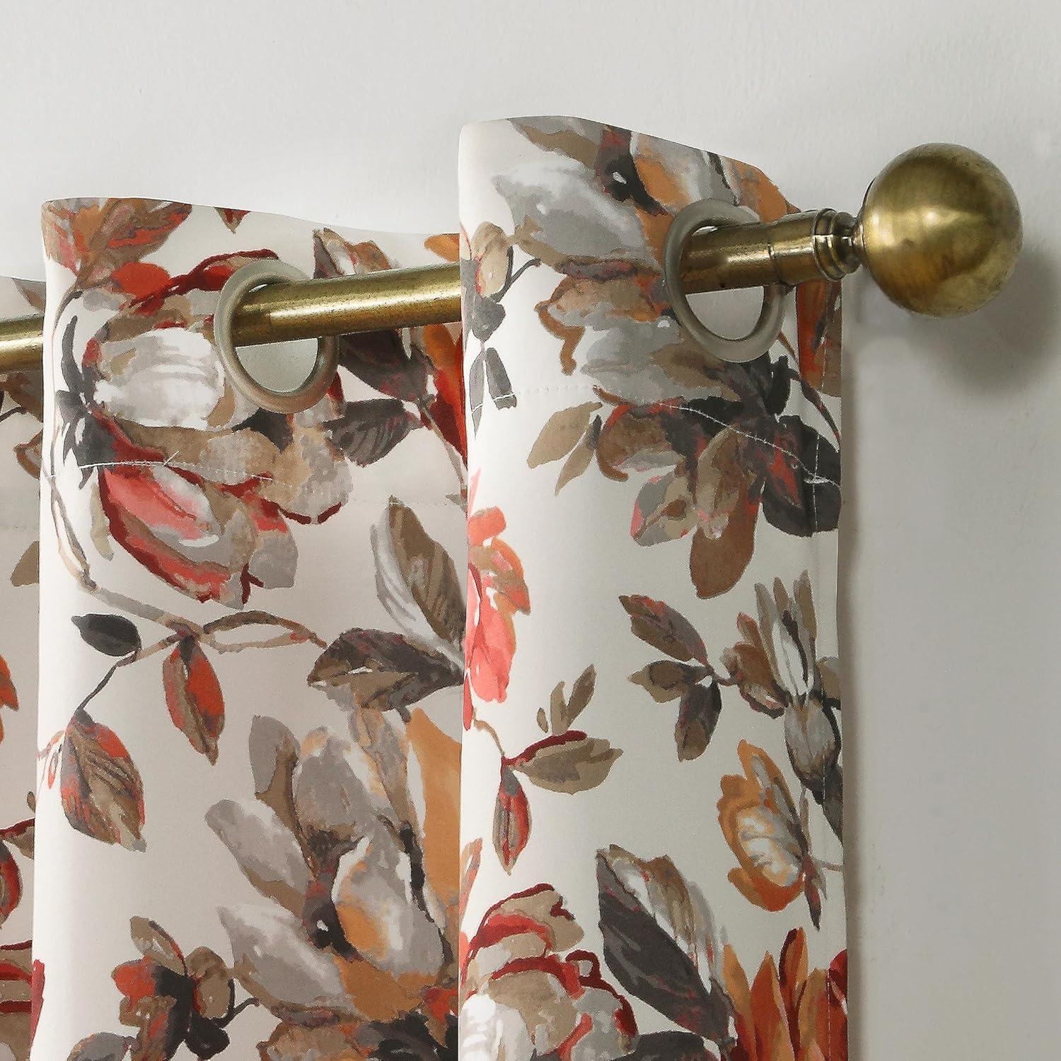 Sun Zero Irma Vintage Floral Blackout Grommet Curtain Panel, 40"x63", Stone