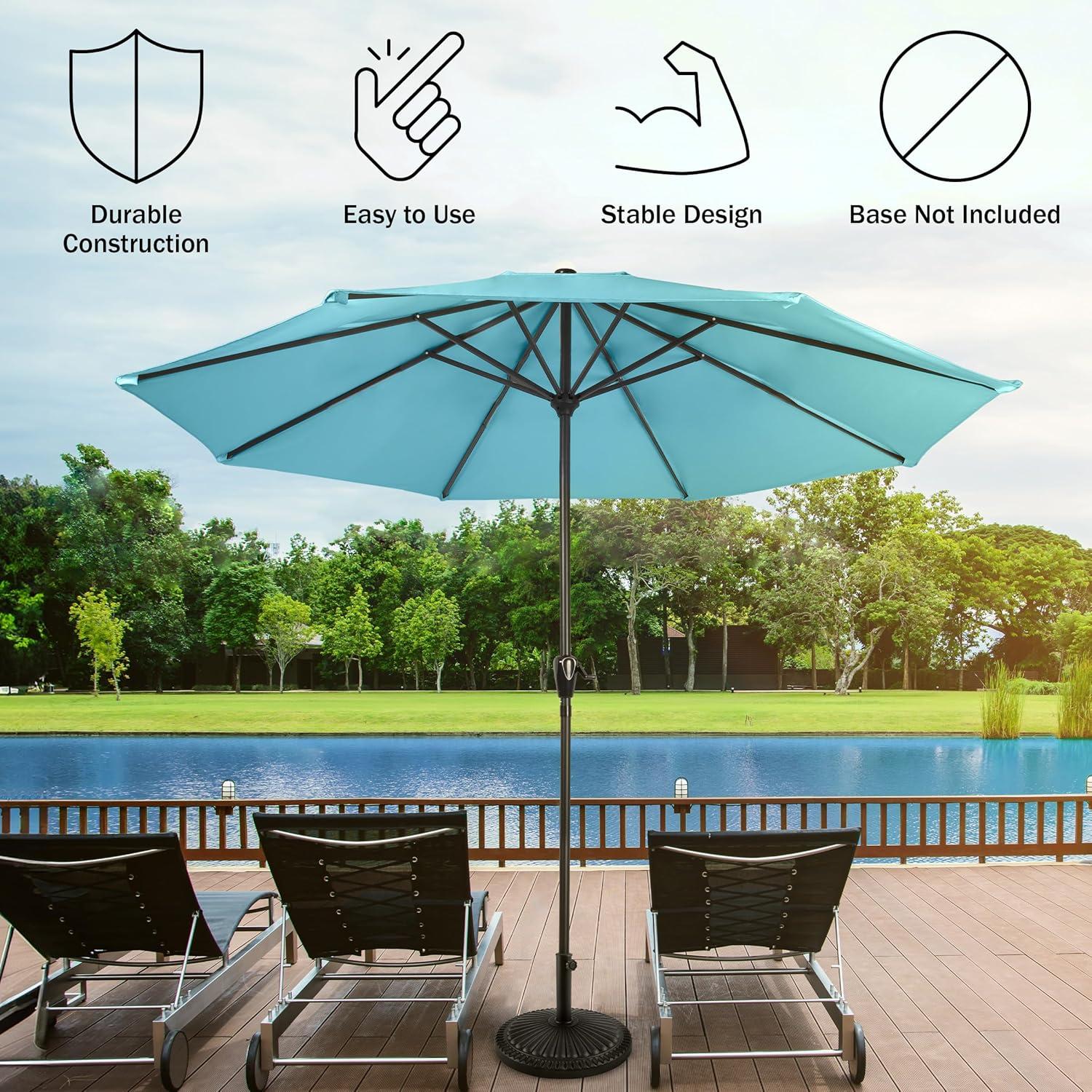 Pure Garden 9FT Outdoor Vented Patio Umbrella with Easy Crank (Blue)