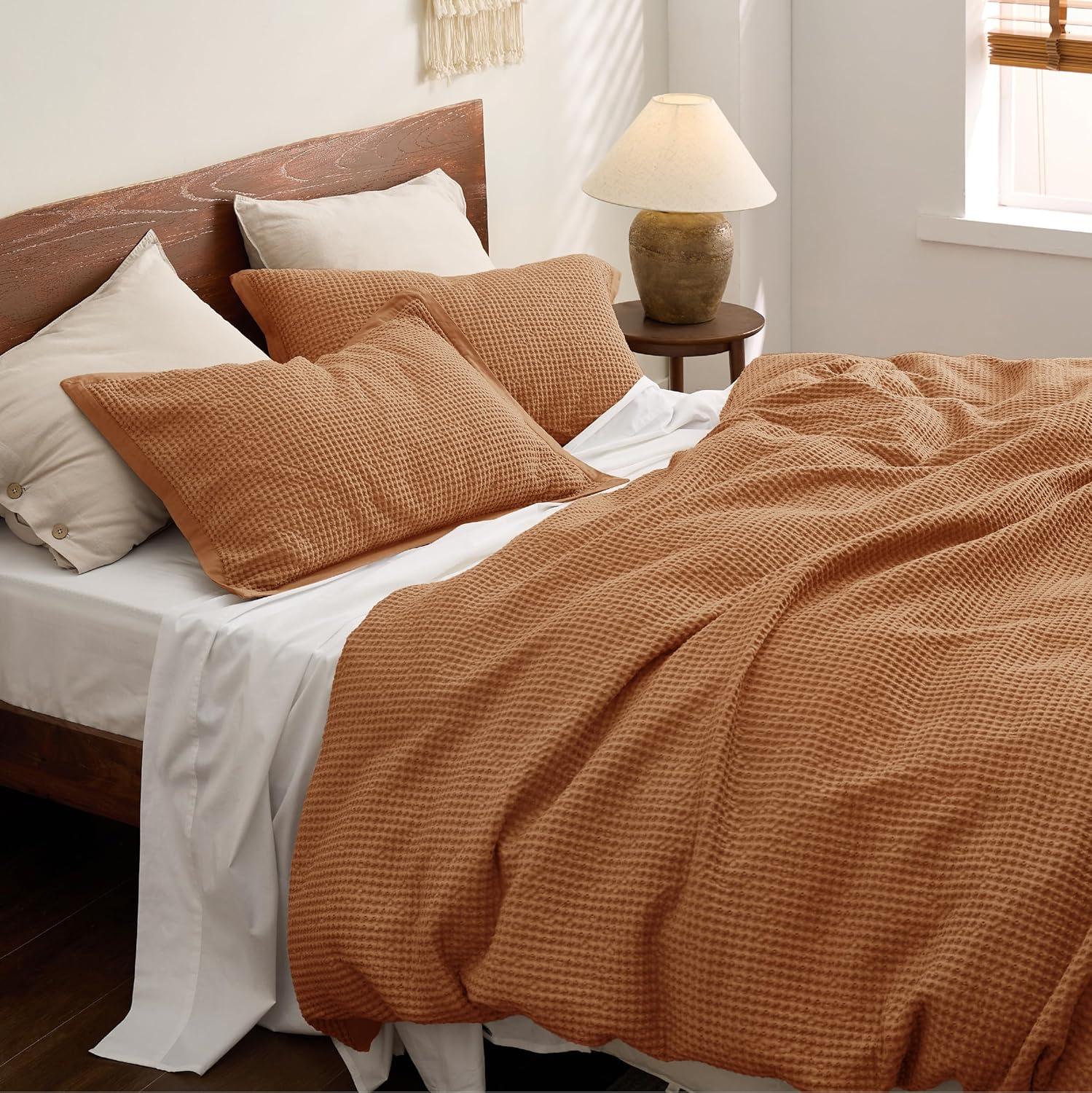 Bedsure Bedsure Cotton Duvet Cover Set - 100% Cotton Waffle Weave Coconut Duvet Cover