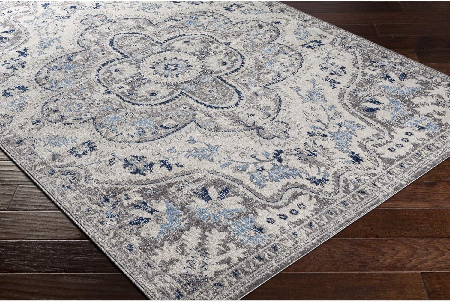 Livabliss Roma Vintage Medallion Area Rug,7'10" x 10',Blue/Grey