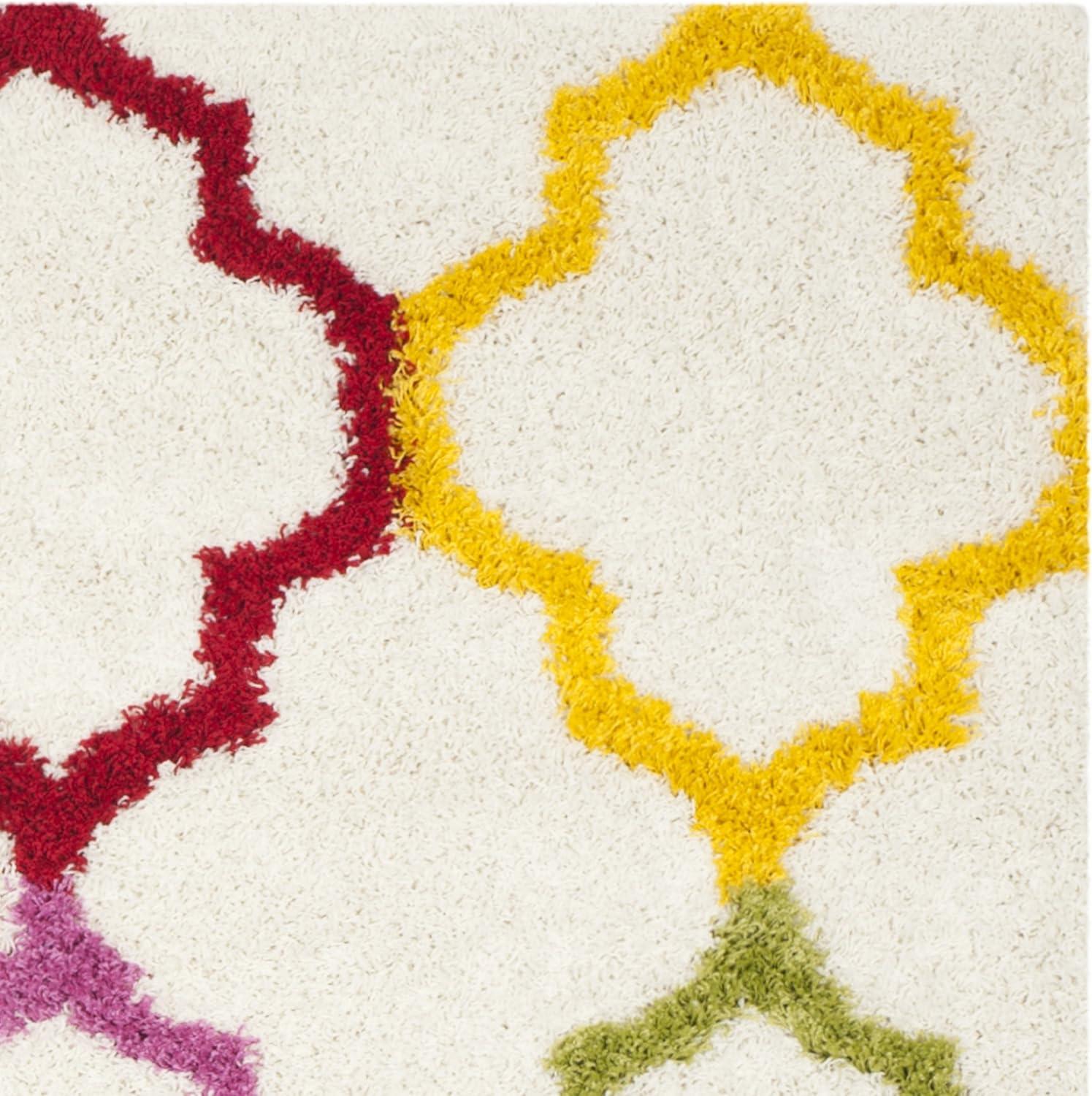 Shag Kids SGK569 Power Loomed Area Rug - Ivory/Multi - 6'7"x6'7" - Safavieh.