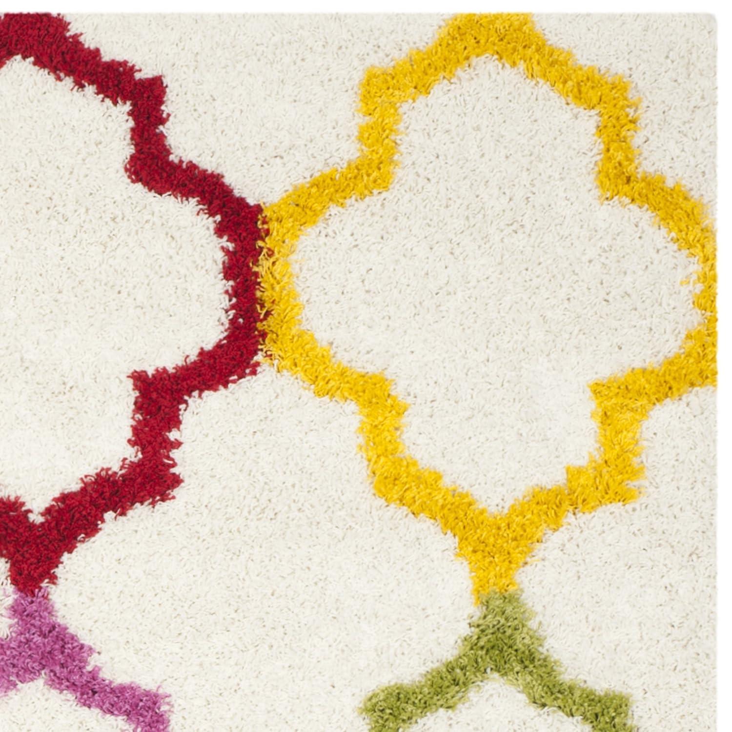 Shag Kids SGK569 Power Loomed Area Rug - Ivory/Multi - 6'7"x6'7" - Safavieh.