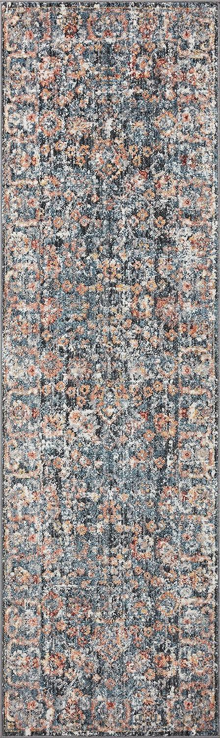 Cassandra Vintage Floral Blue Synthetic Area Rug - 2'6" x 4'