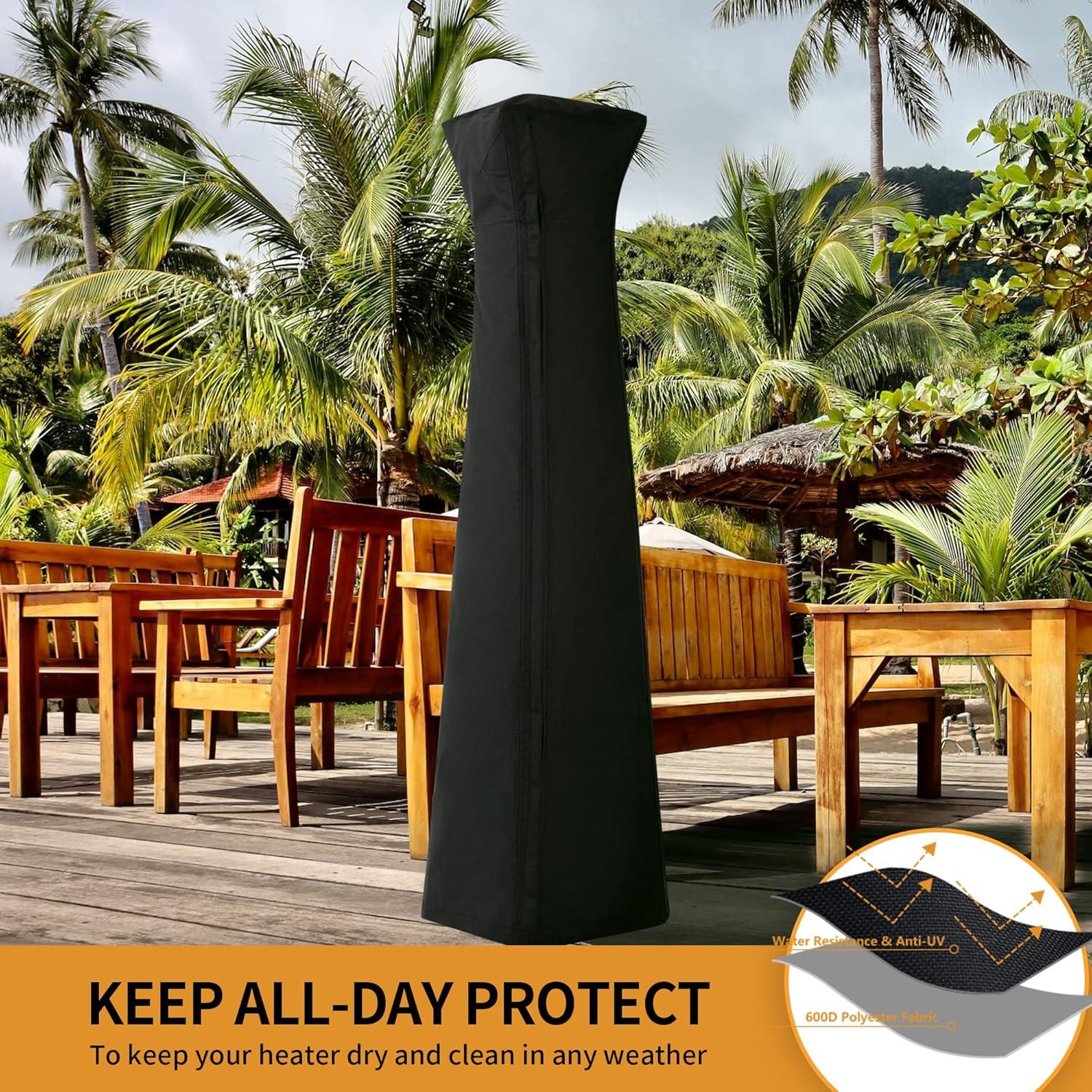 Himal Pyramid Torch Patio Heater Cover,Heavy Duty Fabric with Durable Zipper,Stand-Up Outdoor Waterproof Full Heater Cover,21" L X 21" W X 90" H