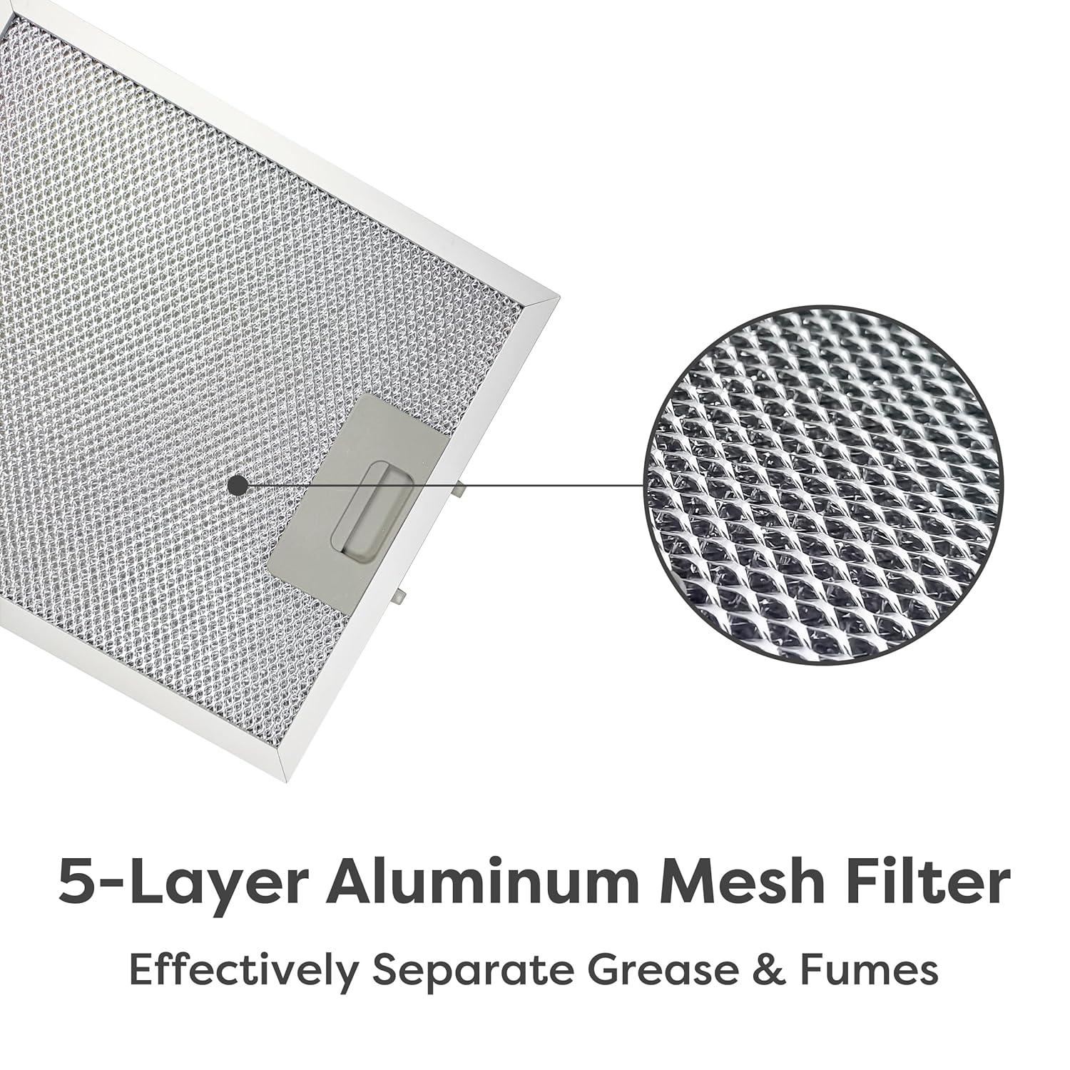 CIARRA Wall Mount Range Hood 30 inch with Tempered Glass 450 CFM Kitchen Vent Hood Ductless Ducted Convertible CAS50275