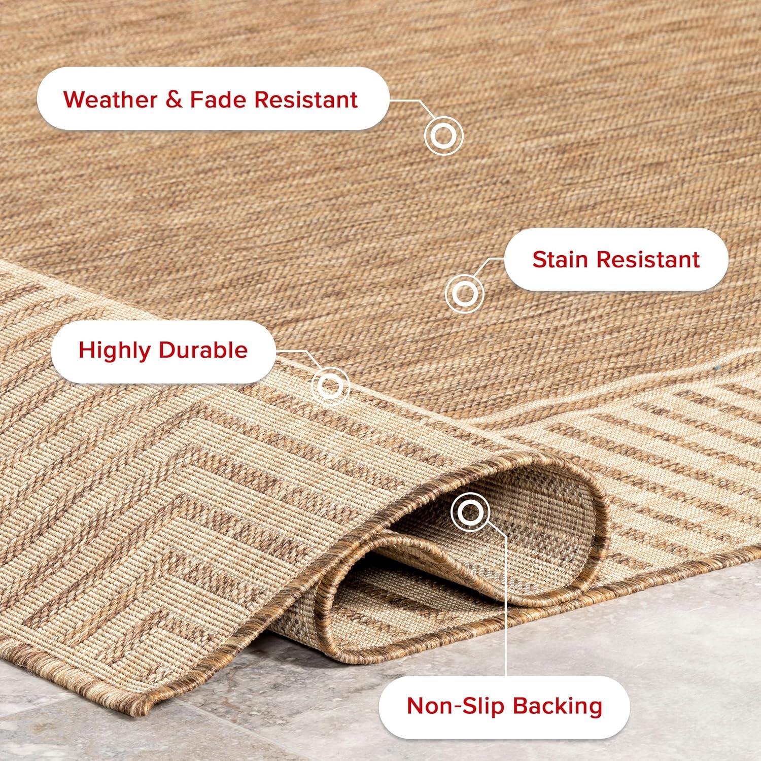 nuLOOM 4' x 6' Outdoor Area Rug, Stain Resistant, Weather Resistant, High Traffic, Patio, Balcony, Outside, Living Room, Dining Room, Asha Light Brown