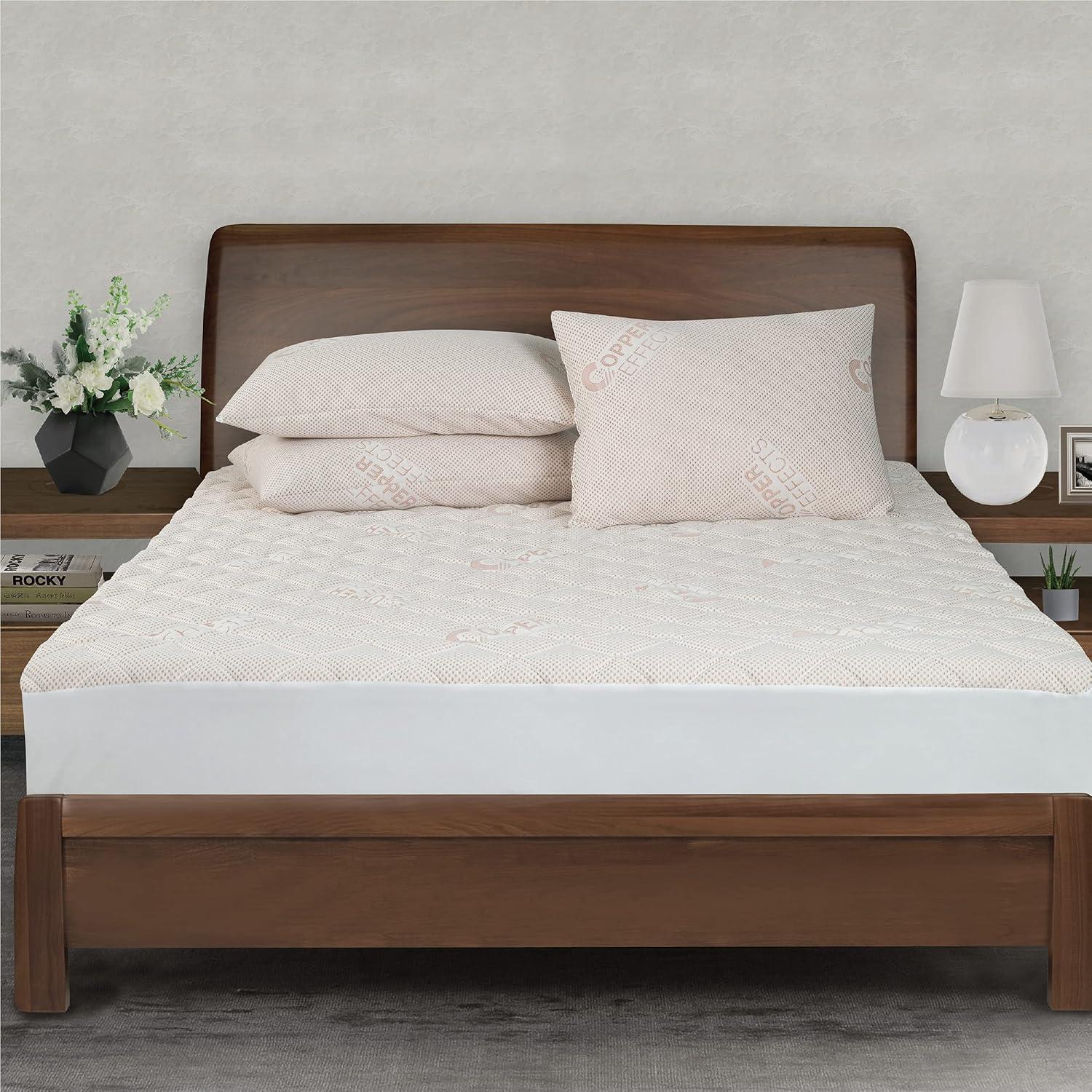 All-in-One Copper Effects Antimicrobial Fitted Mattress Pad, Twin